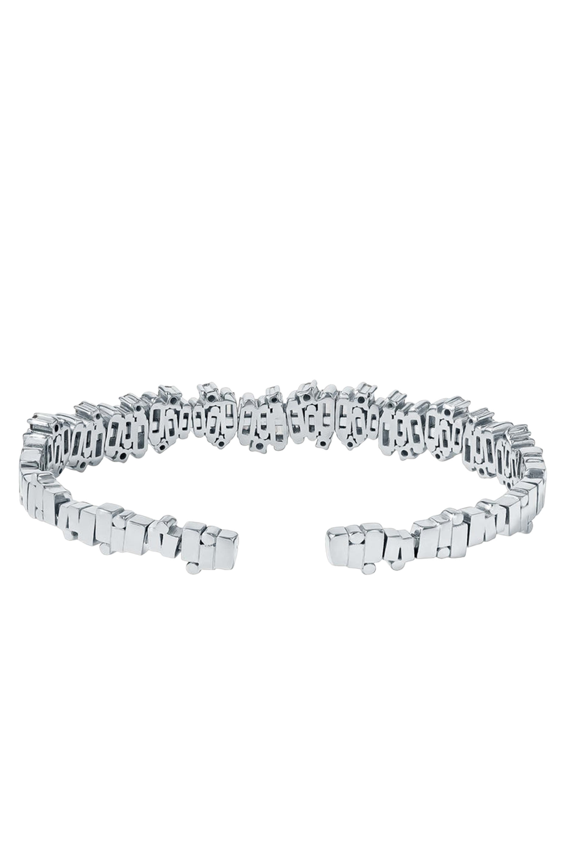 Fireworks Diamond Baguette Flexible Bangle, 18K White Gold & Diamonds
