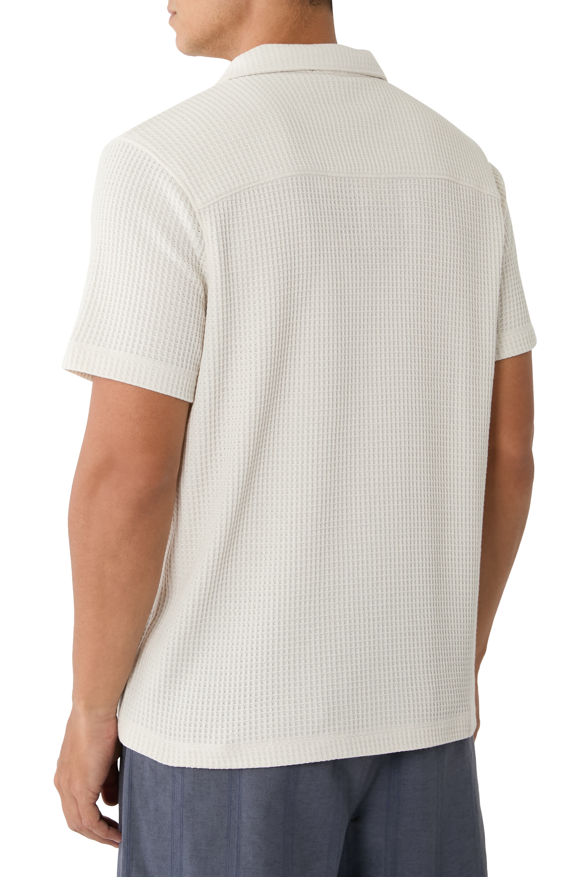 Macro-Waffle Cotton-Blend Cabana Shirt