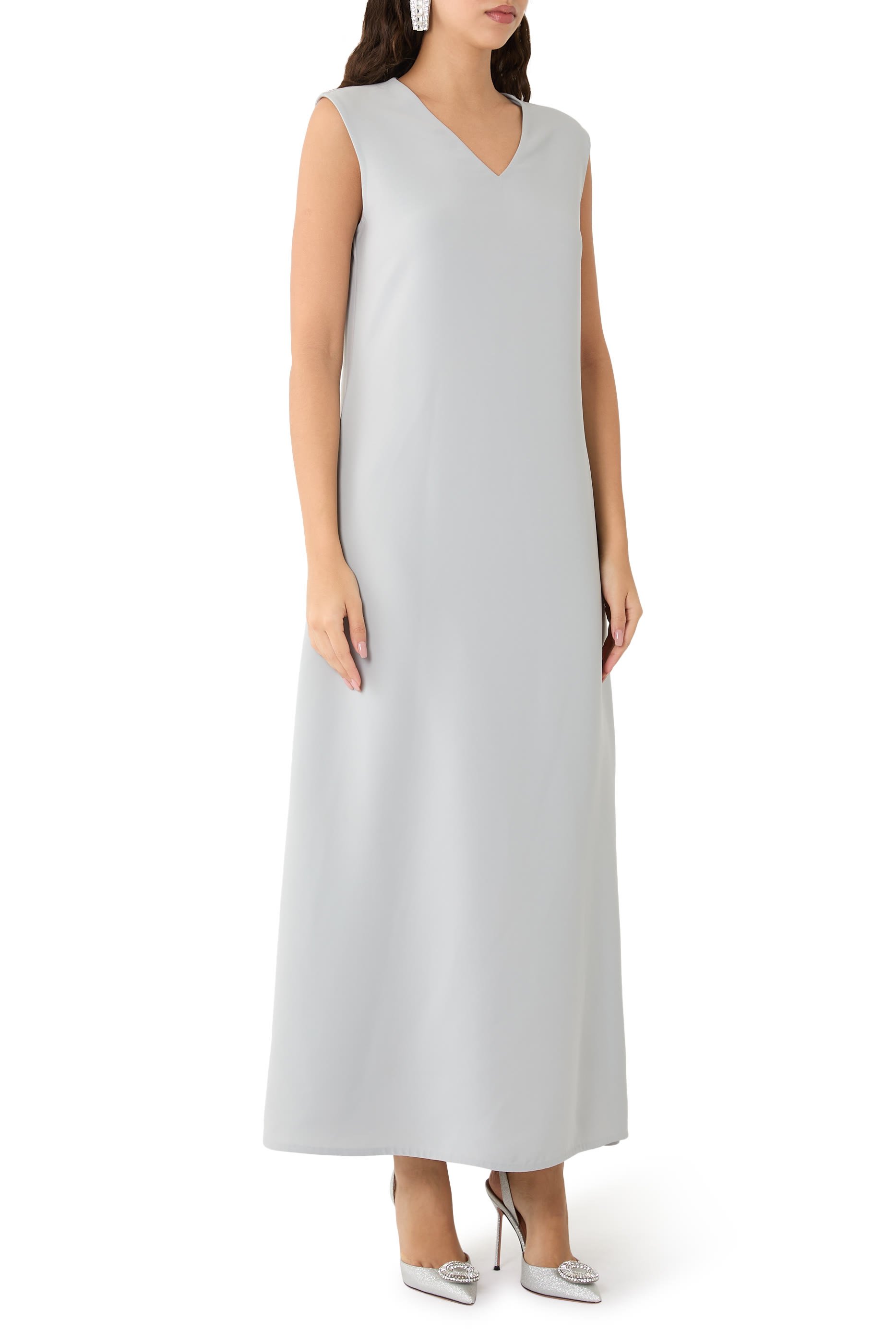 Thick Satin Crystal and Fringed Scarf Jalabiya