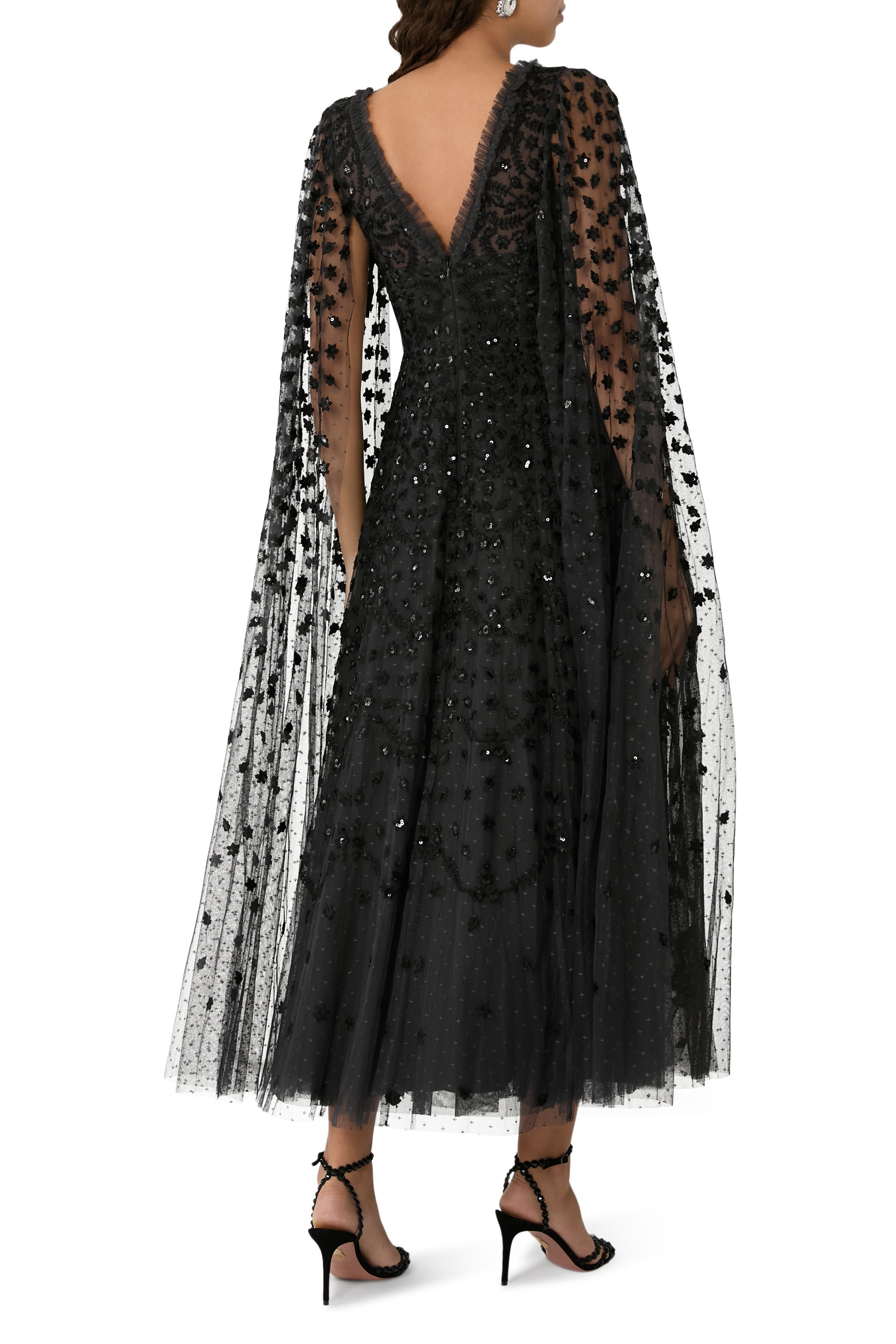 Clover Cape Sleeve Ankle Gown