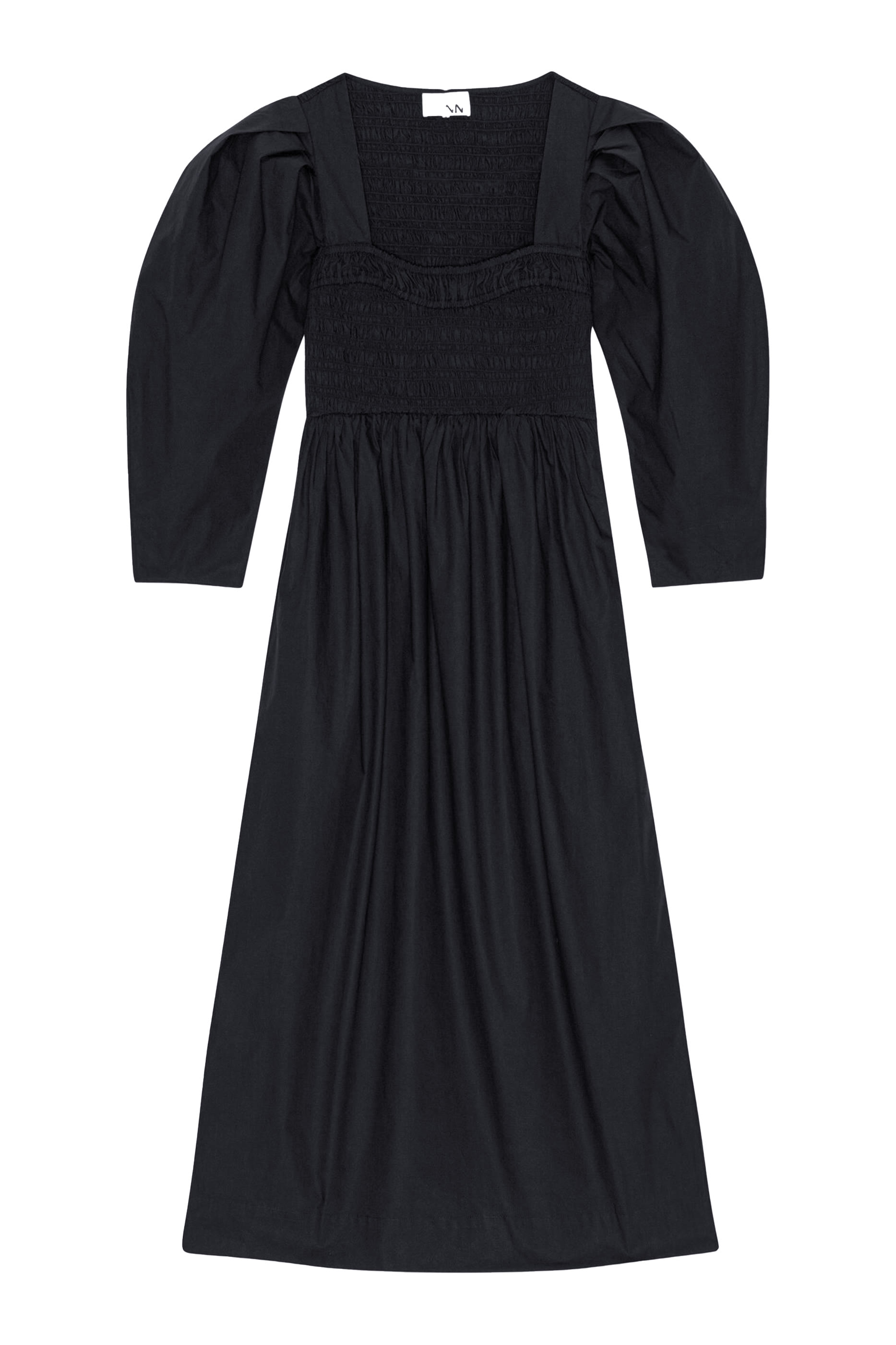 Open Smock Neck Cotton Dress