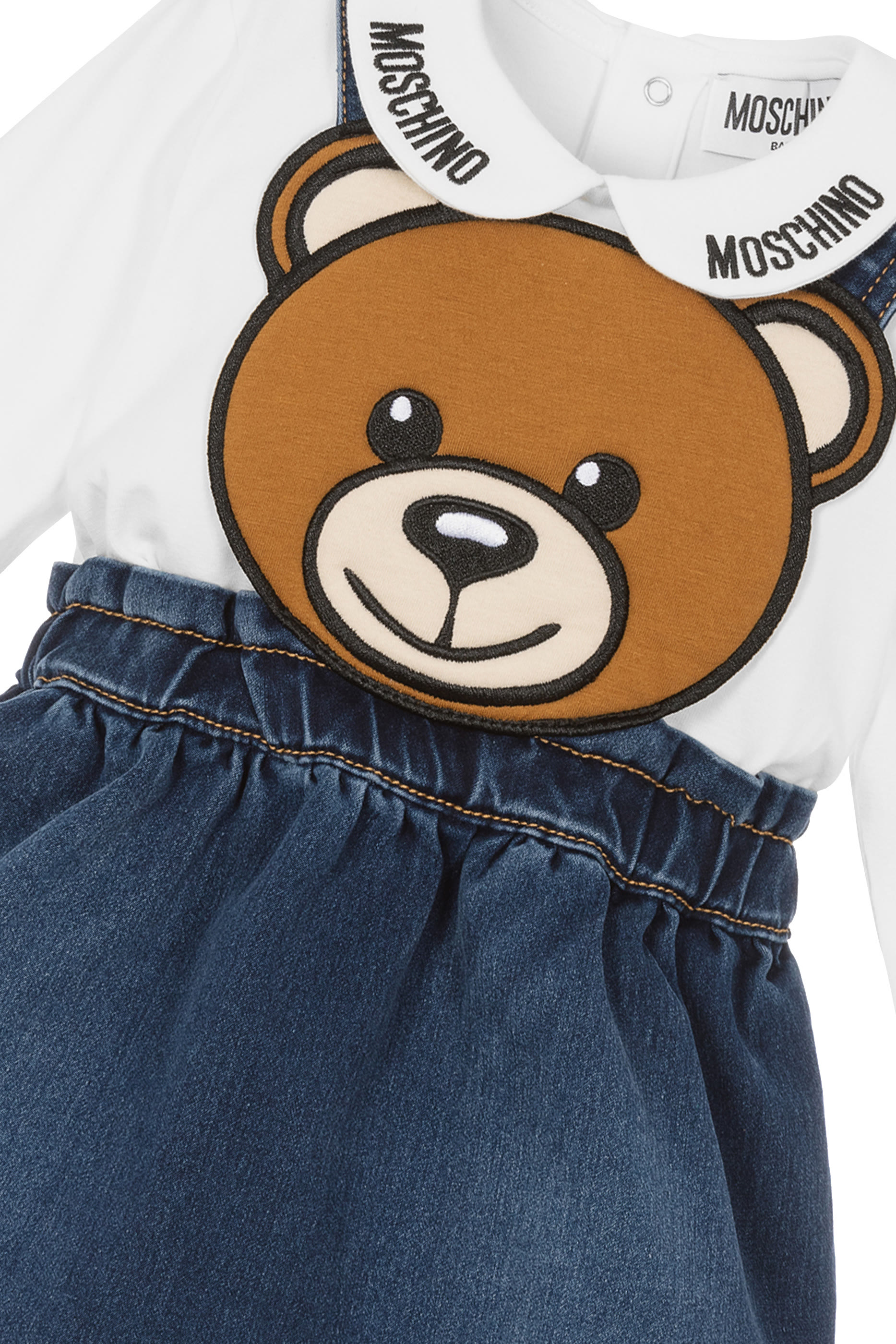 Kids Teddy Bear T-Shirt and Dungaree Skirt Co-ord Set