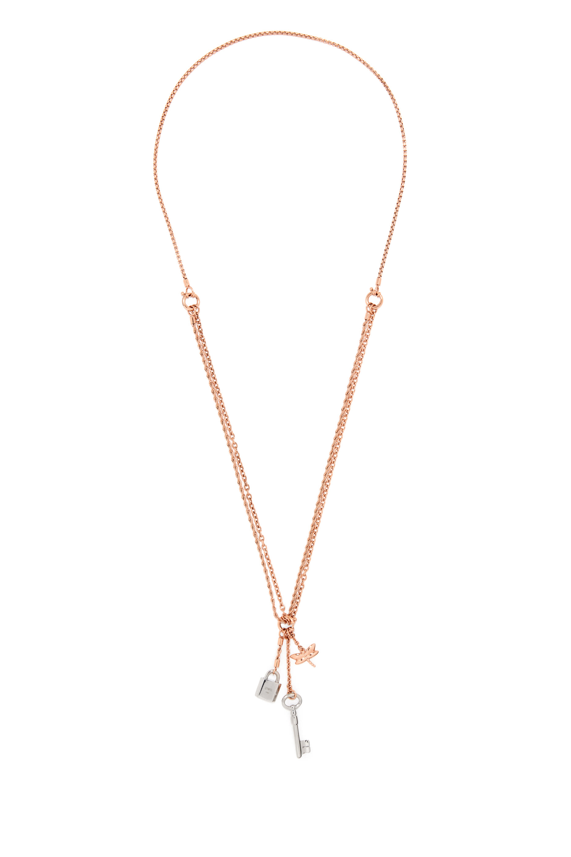 Padlock And Key Chain Necklace