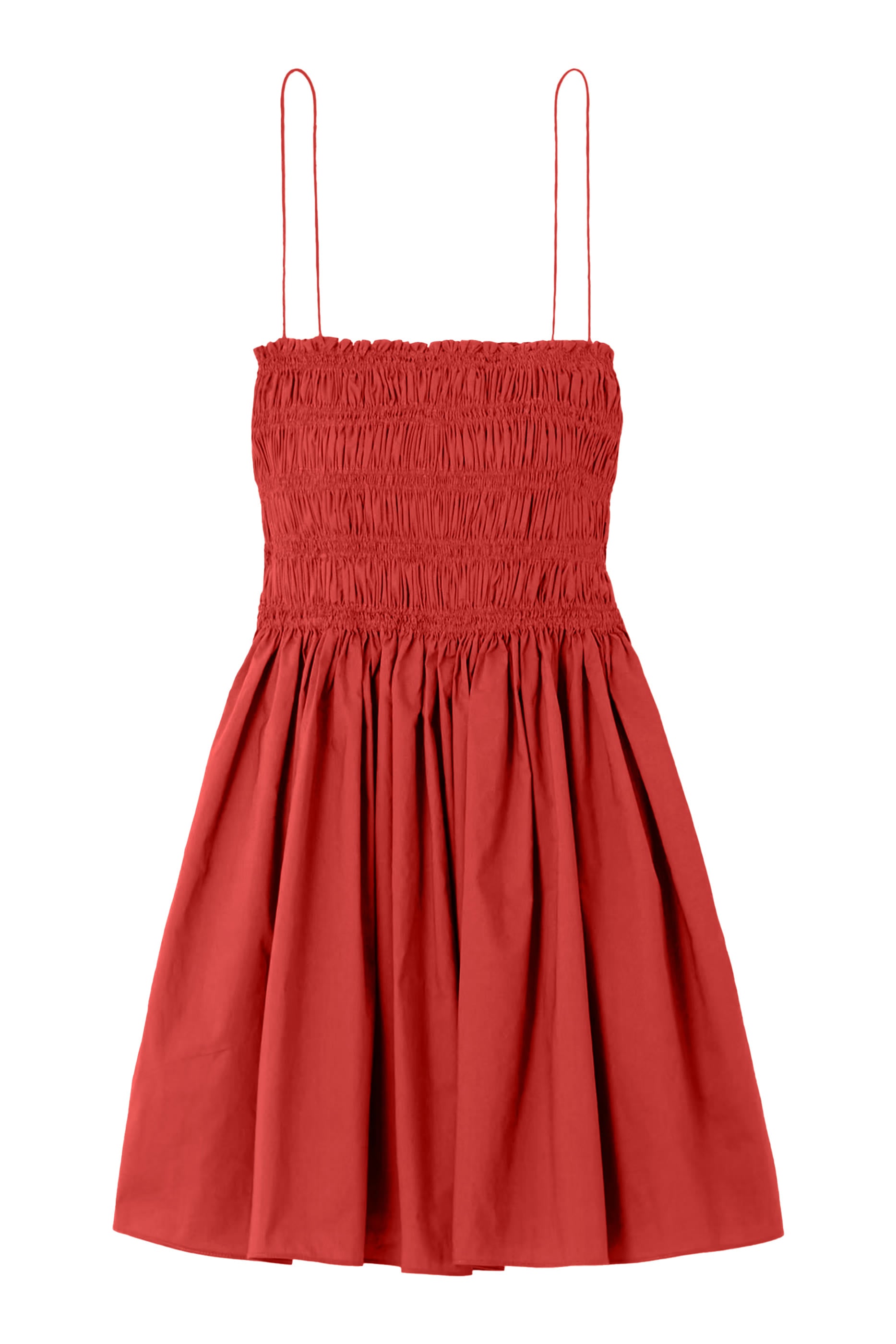 Shirred Organic Cotton-Poplin Mini Dress