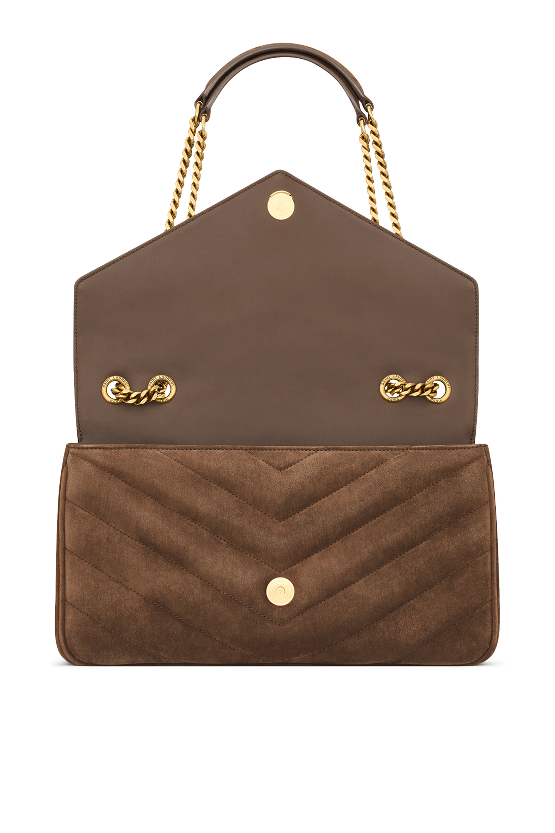 t Loulou Medium Chain Bag In Matelass&eacute; Suede