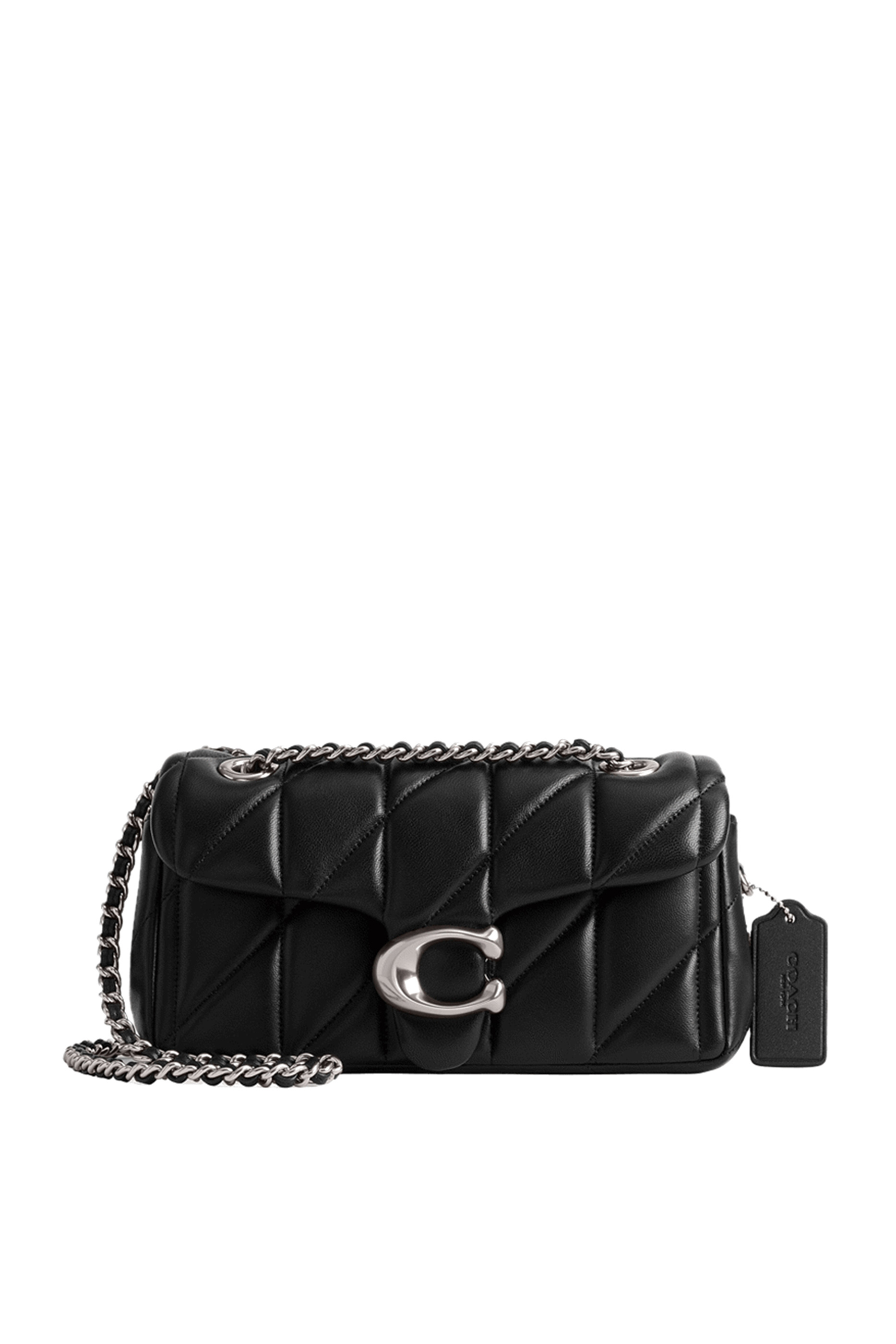 Quilted Pillow Leather Tabby Wristlet With Chain