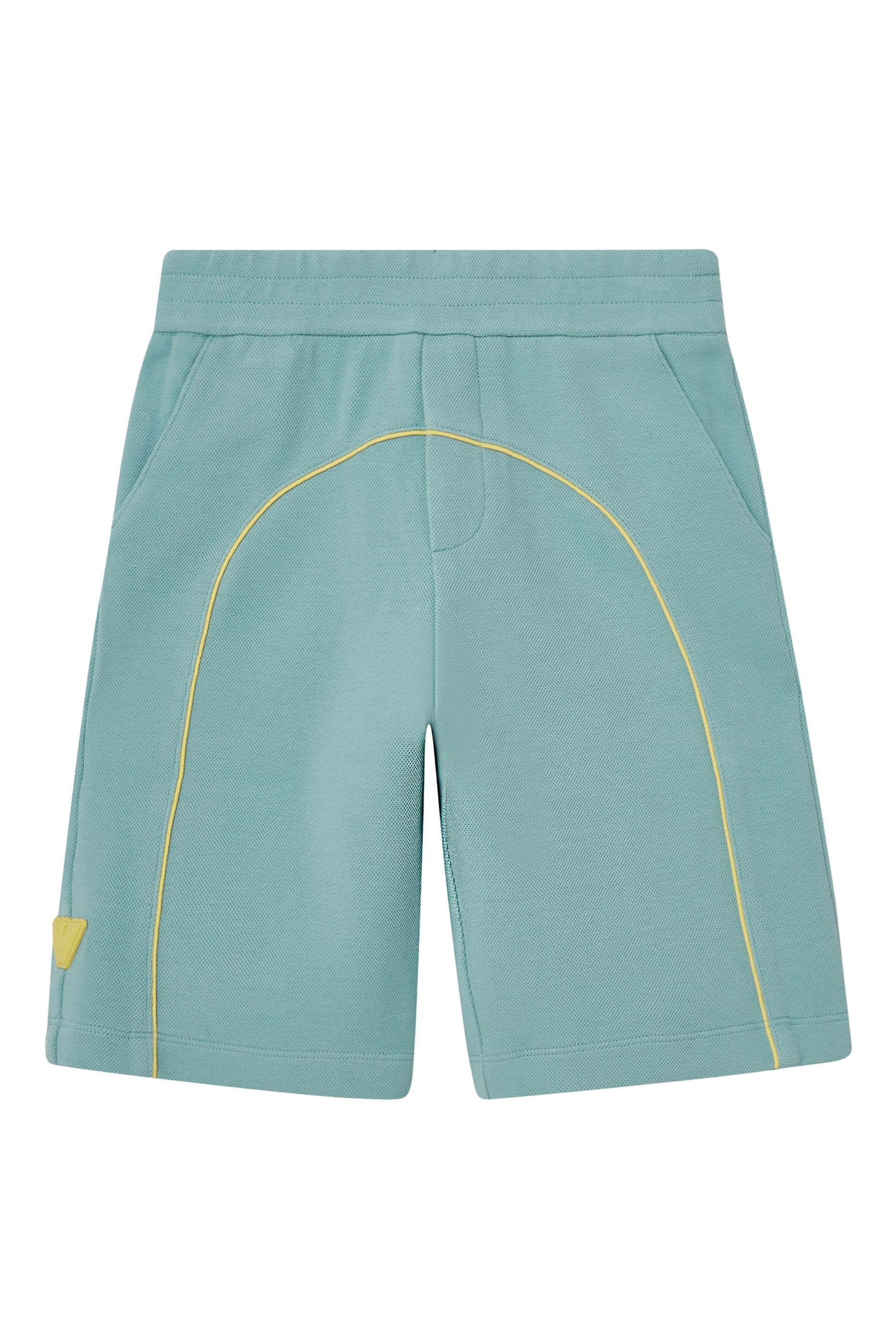 Kids Logo & Piping Double-Jersey Piqu&eacute; Bermuda Shorts