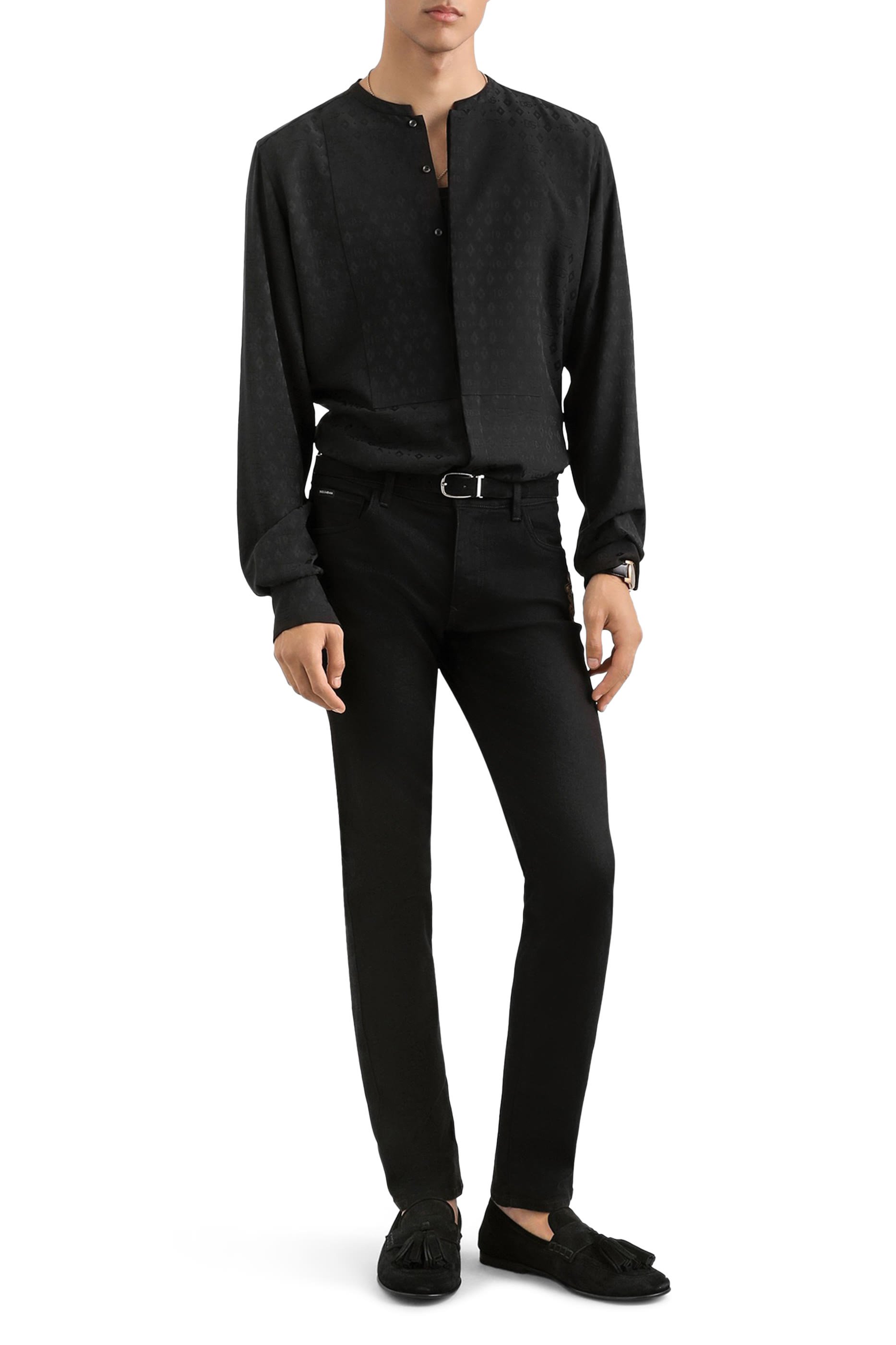 Silk Martini-fit Shirt with Plastron