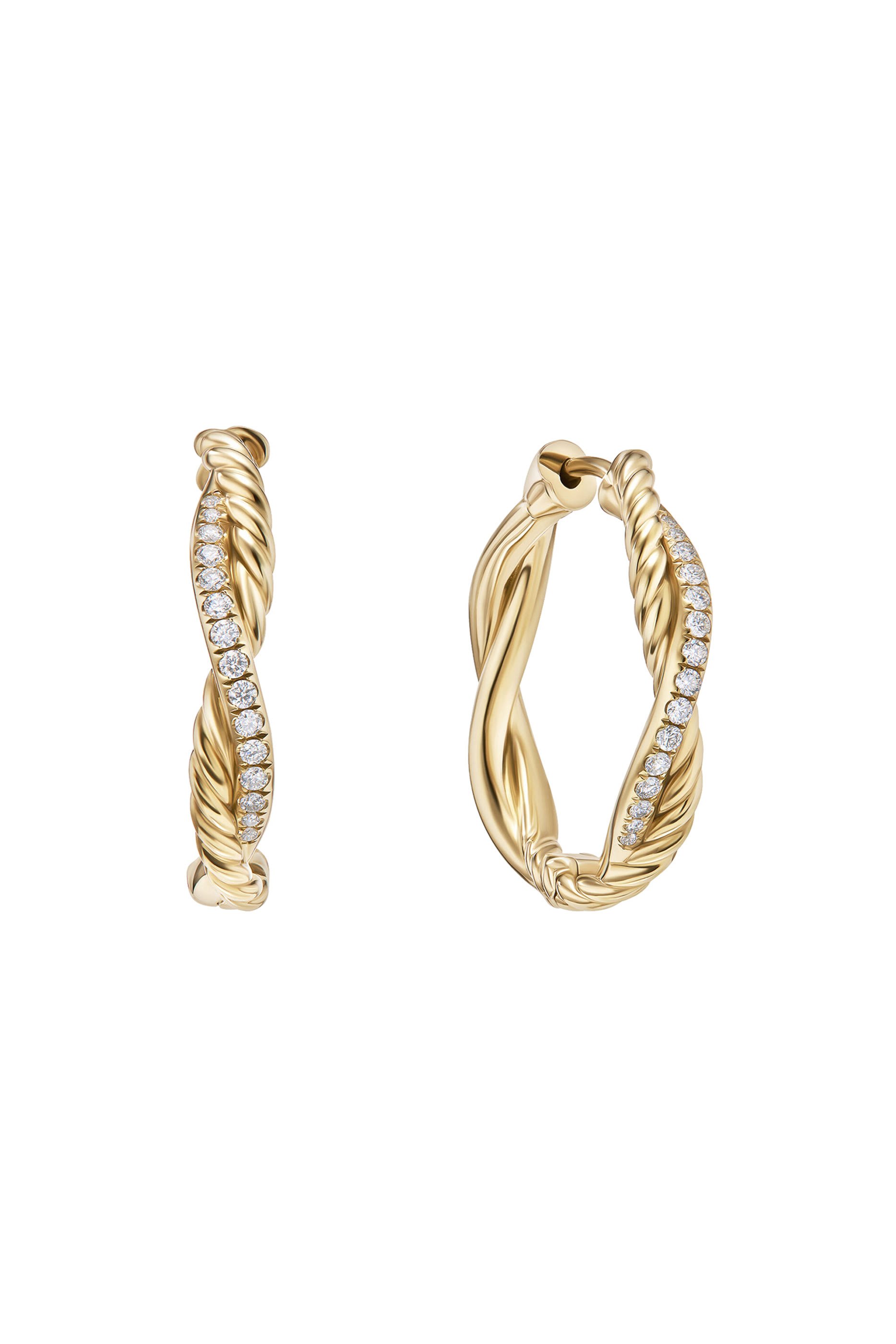 Petite Infinity Hoop Earrings, 18k Yellow Gold & Diamonds