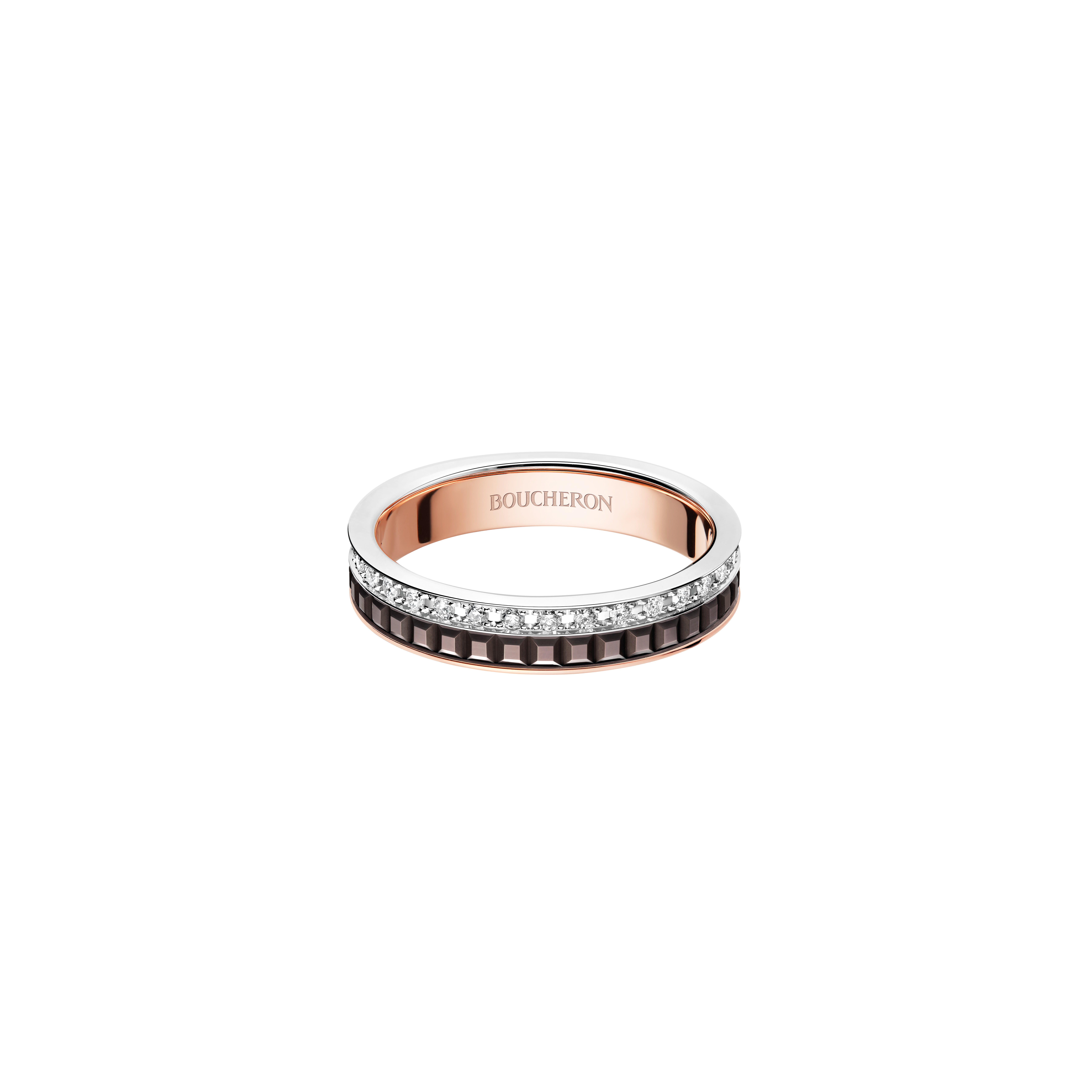 Quatre Classique Diamond Wedding Band, 18K Rose Gold & Diamonds