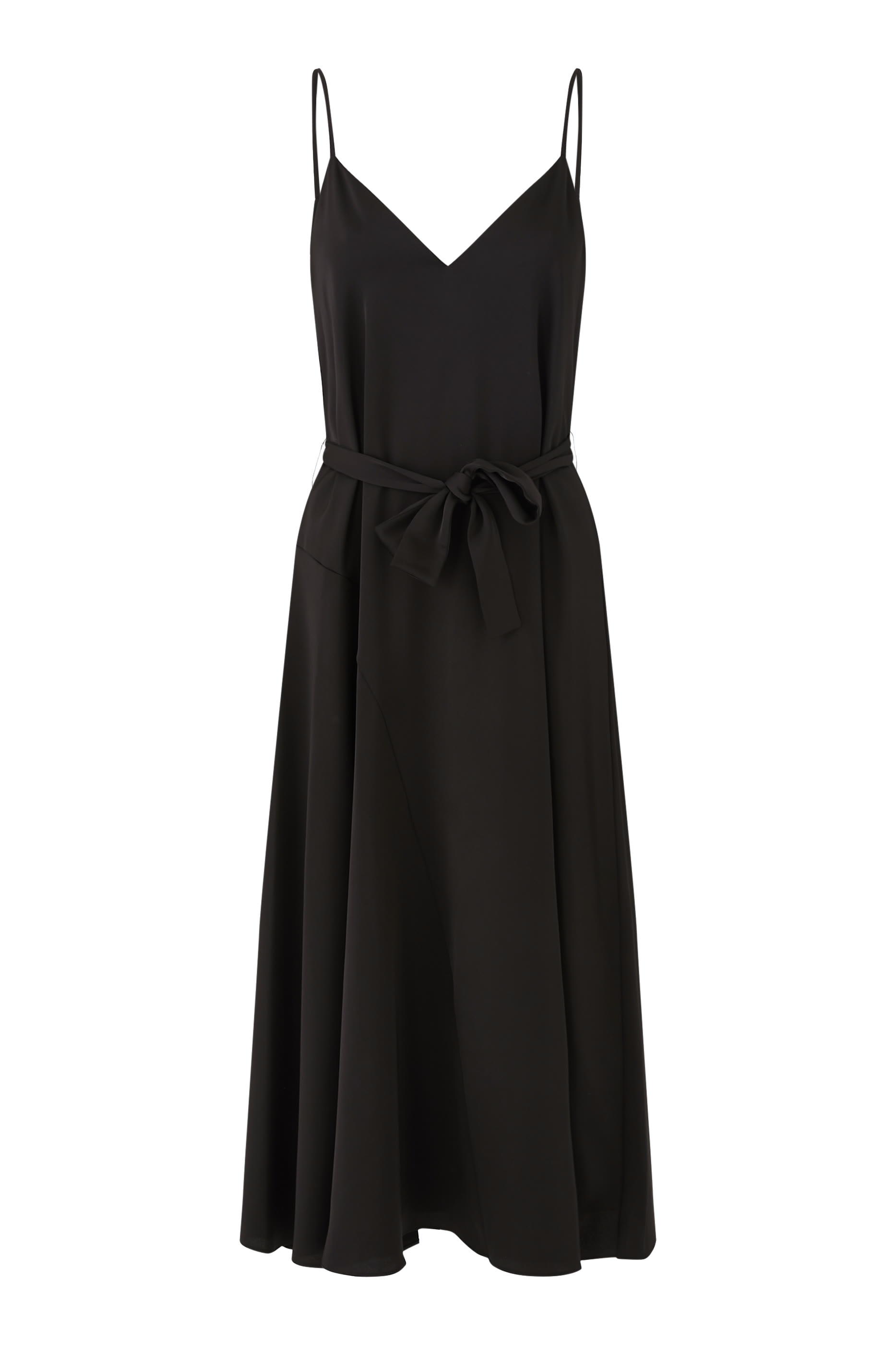 Belted A-Line Midi Dress