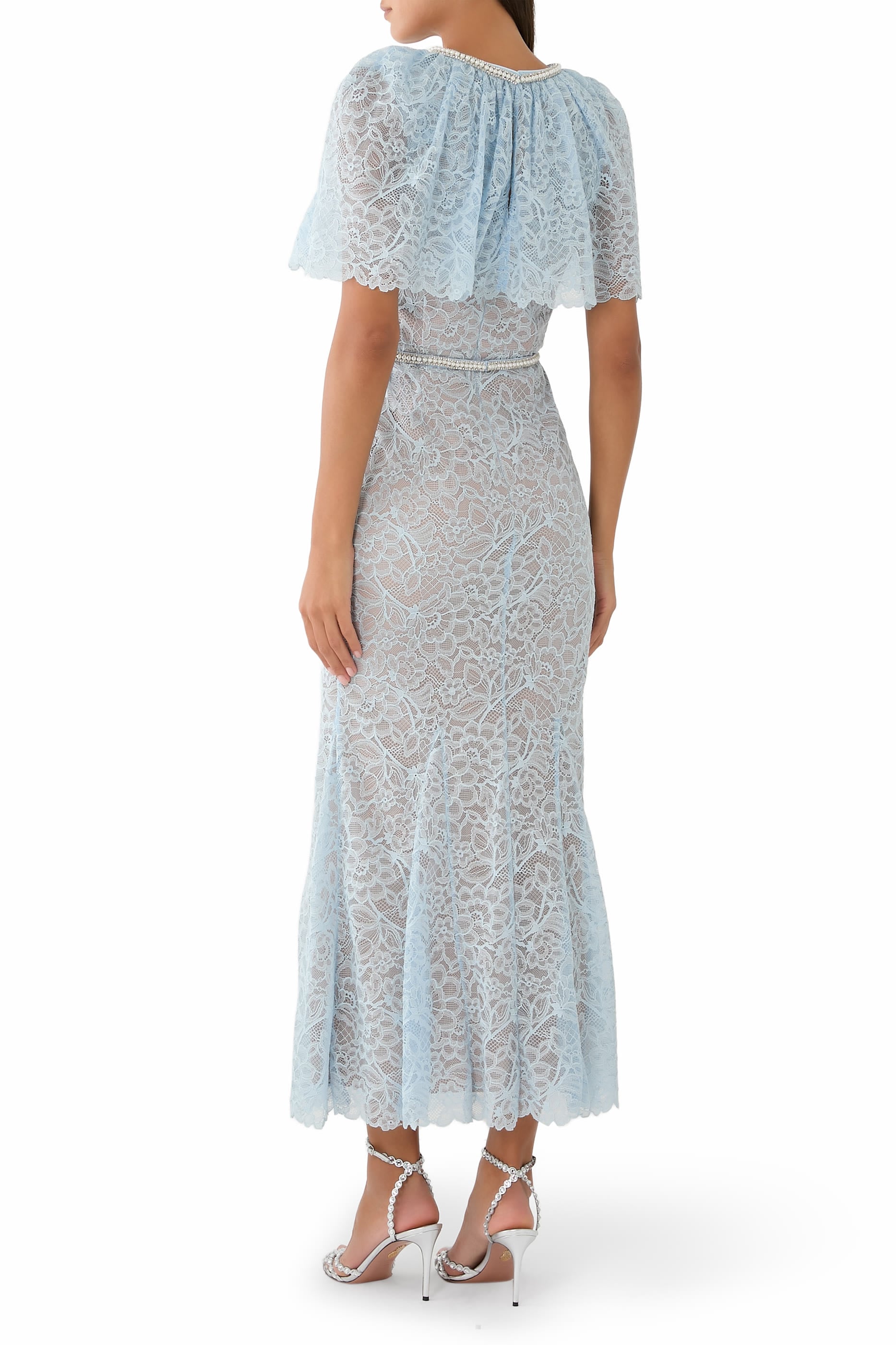 Lace Cape Midi Dress