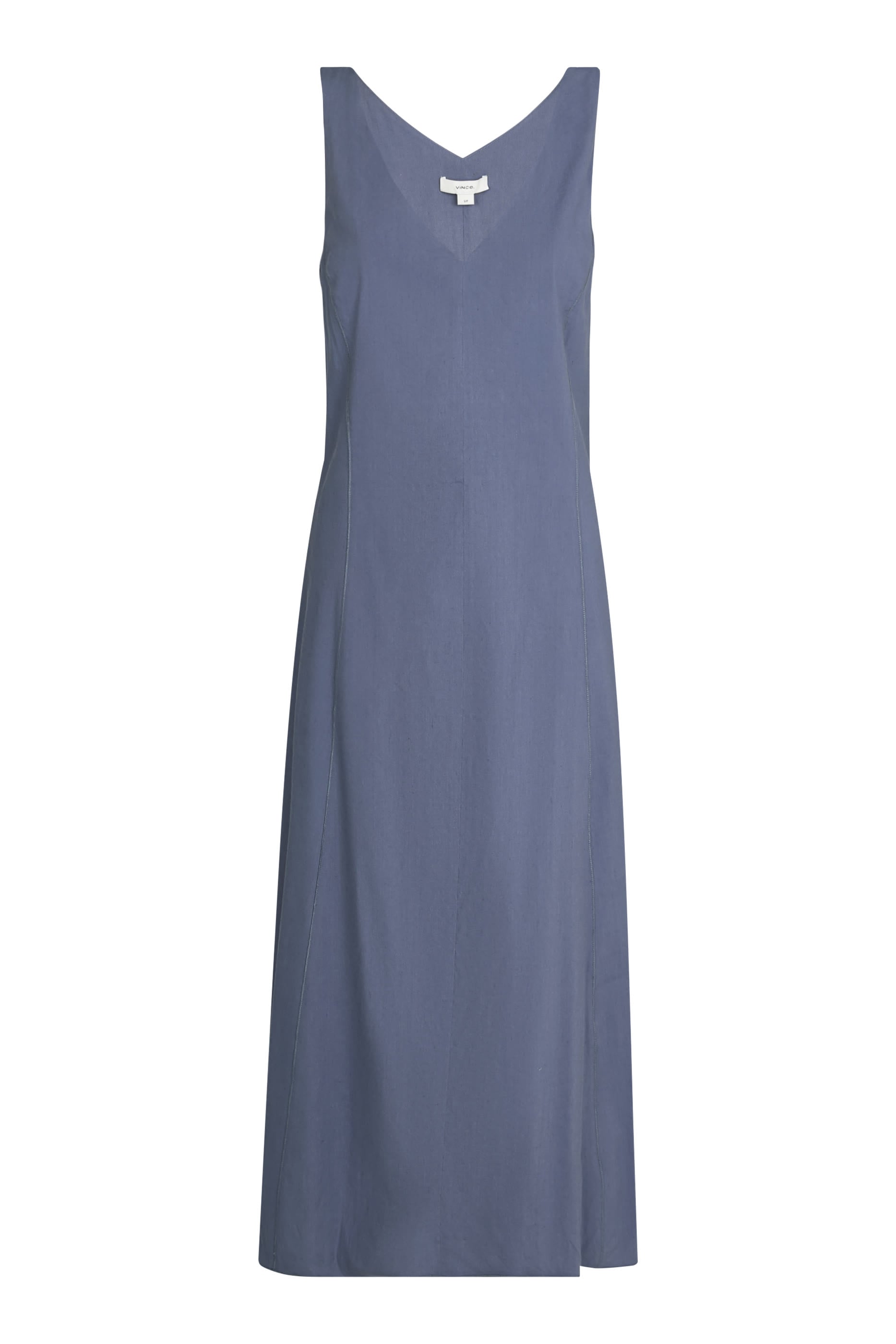 Linen-Blend V-Neck Dress 