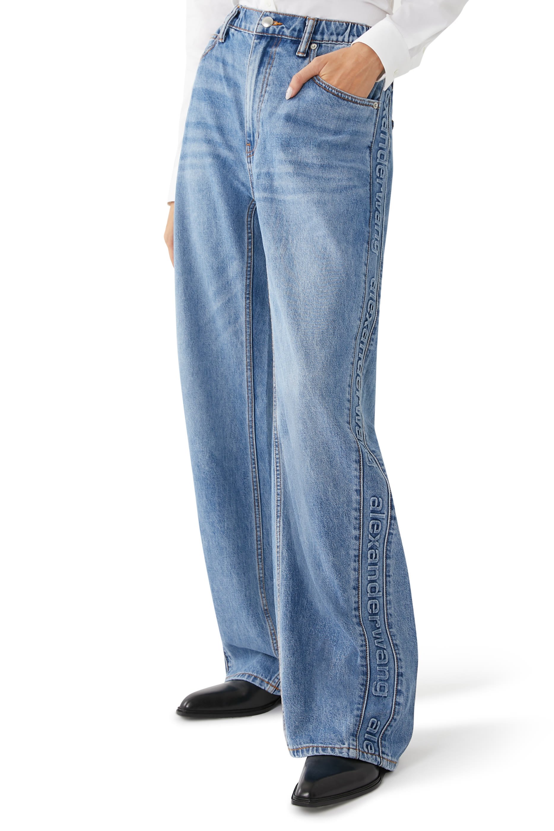 Logo-Embossed Denim Balloon Jogger Pants