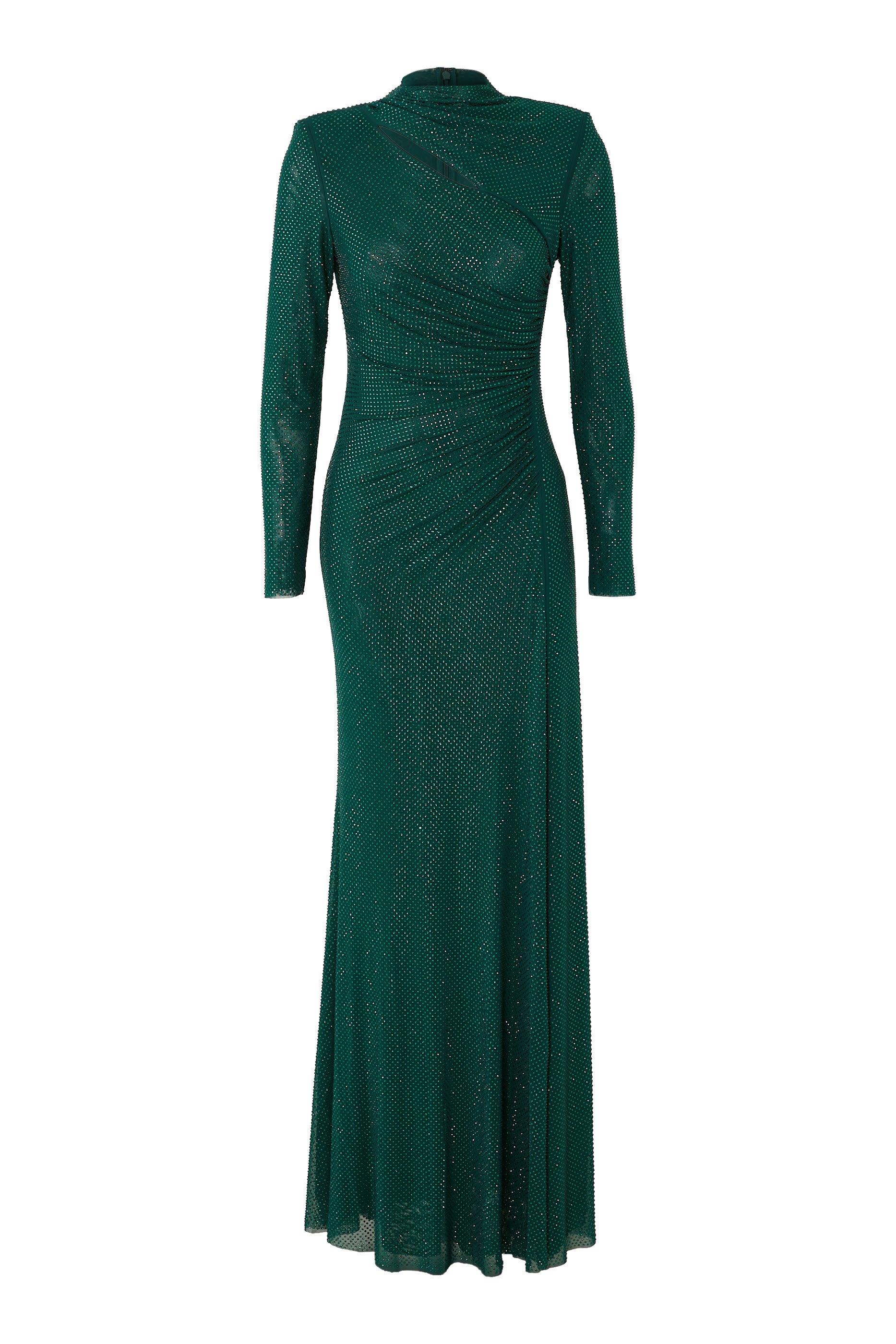 Rhinestone Mesh Cut Out Maxi Dress