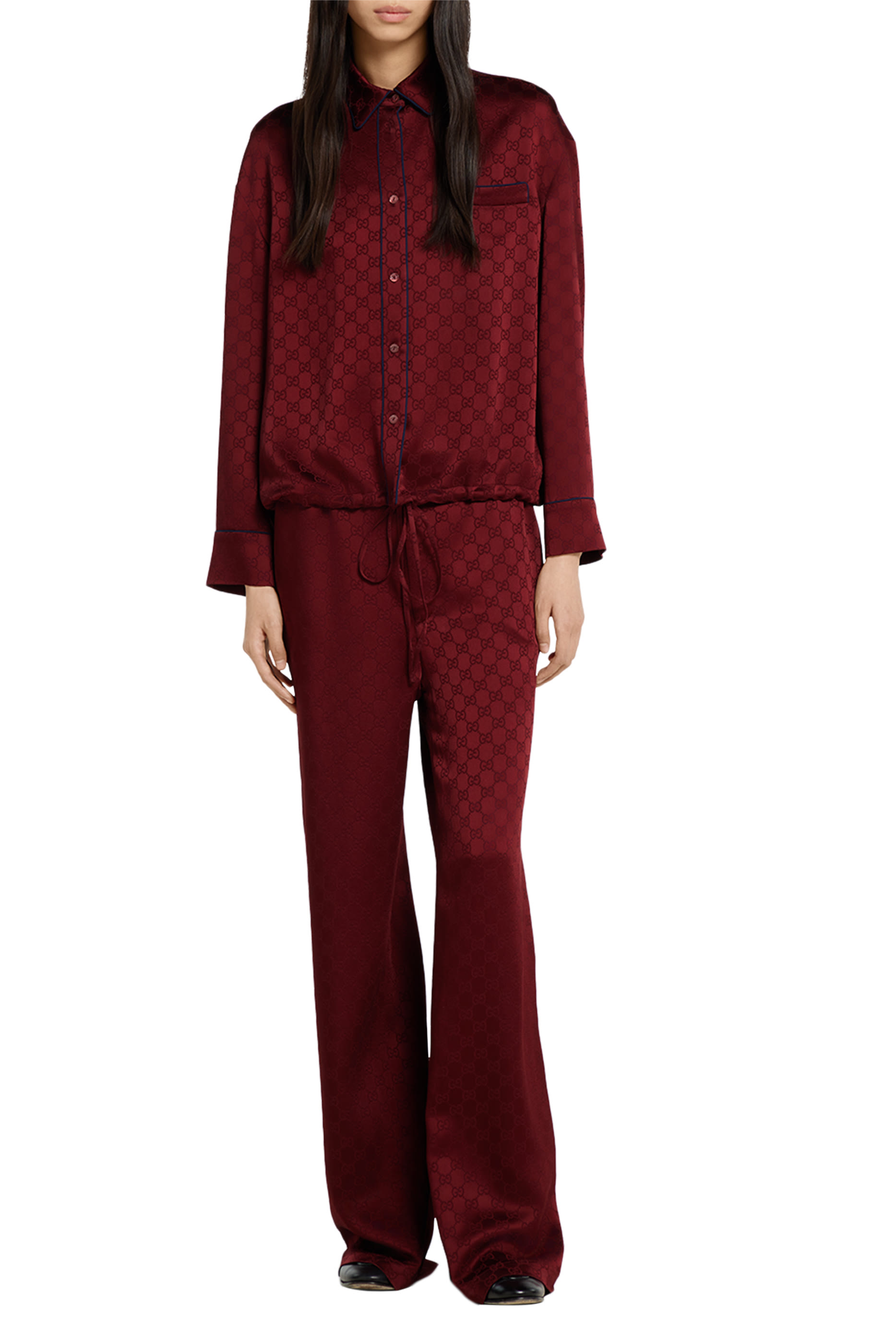 GG Satin Tie Waist Shirt