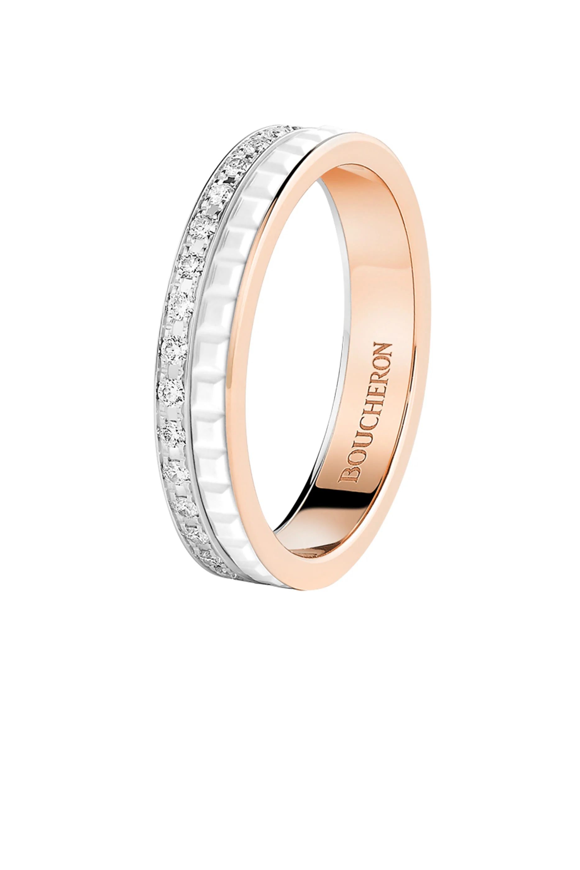 Quatre White Edition Wedding Band, 18k Mix Gold with Diamonds
