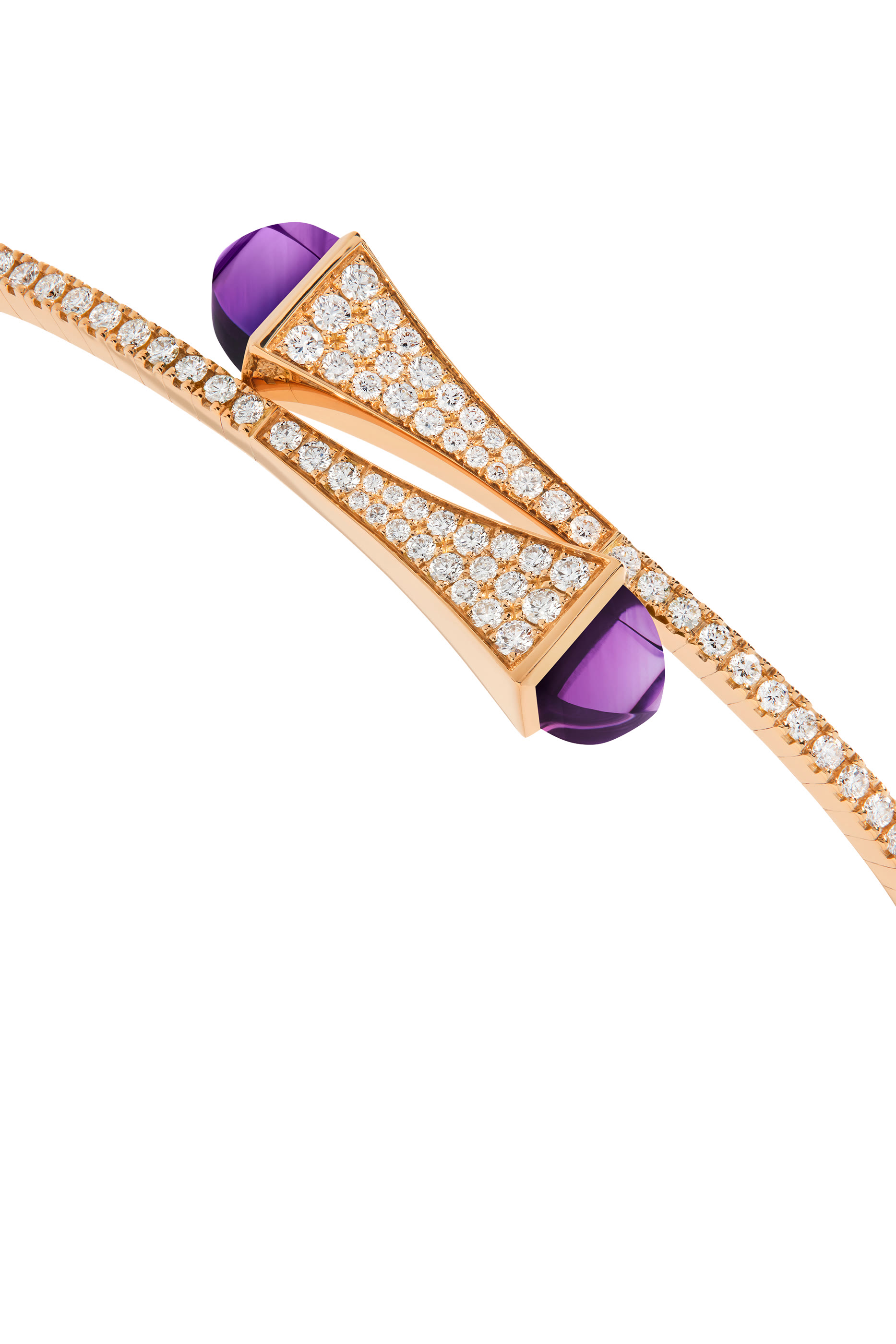 Cleo Midi Bangle, 18k Rose Gold with Amethyst & Diamonds