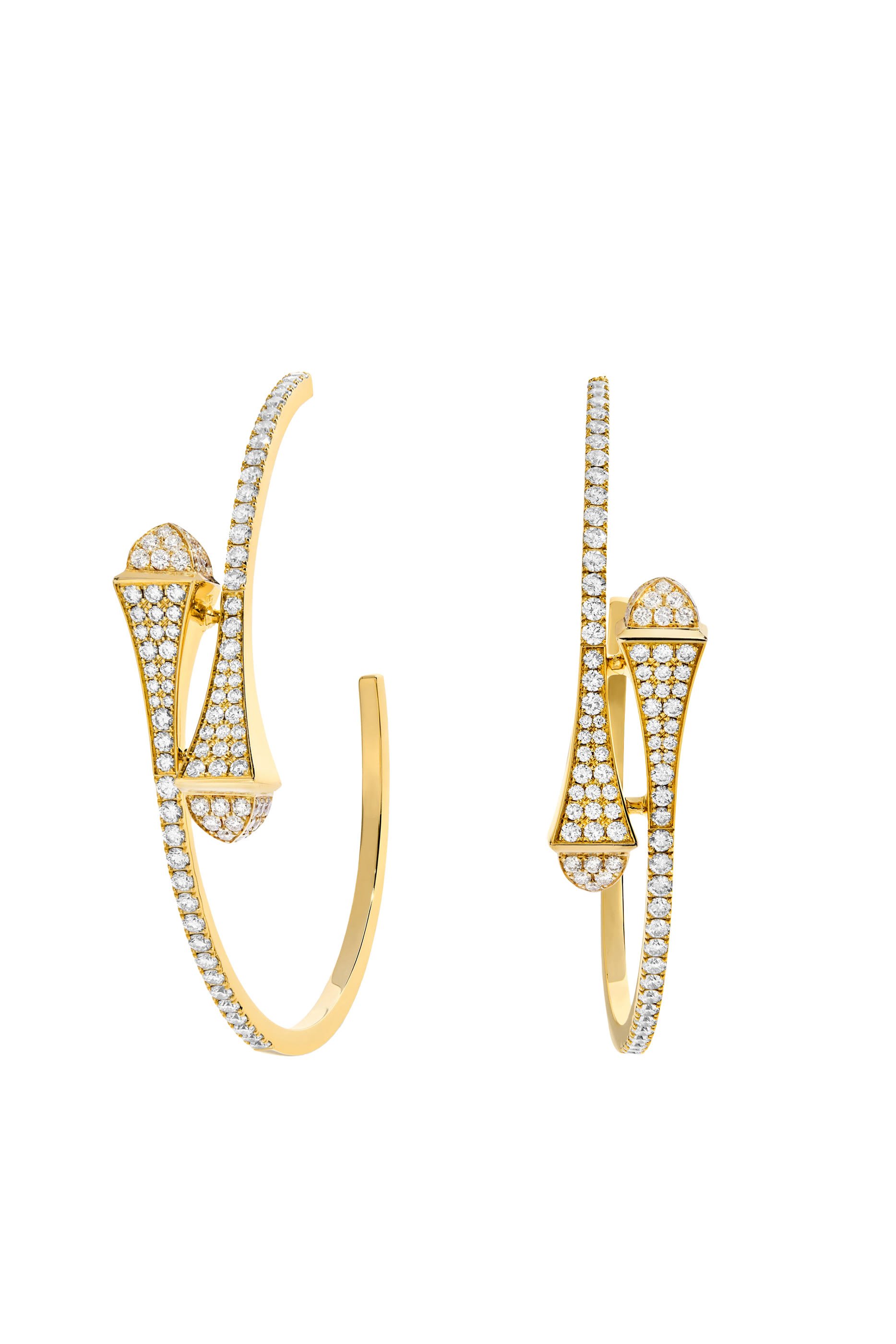 Cleo Midi Hoop Earrings,18k Yellow Gold & Diamonds