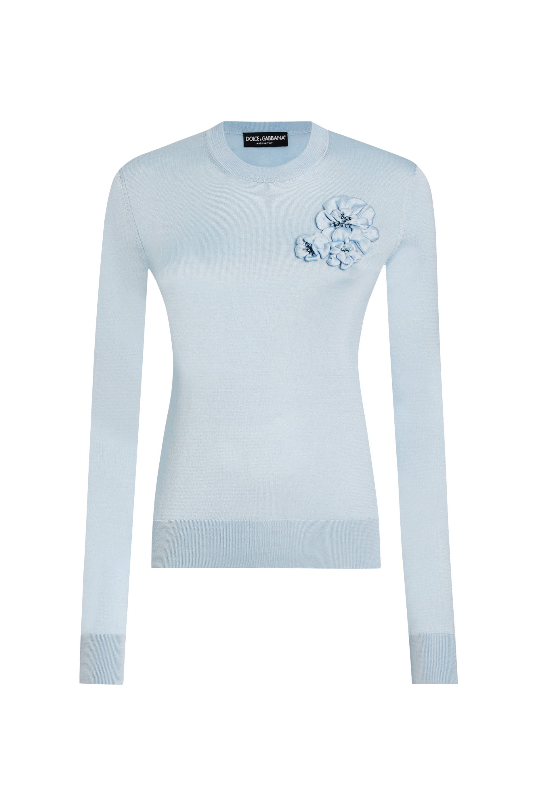 Silk Pullover with Flower Brooch