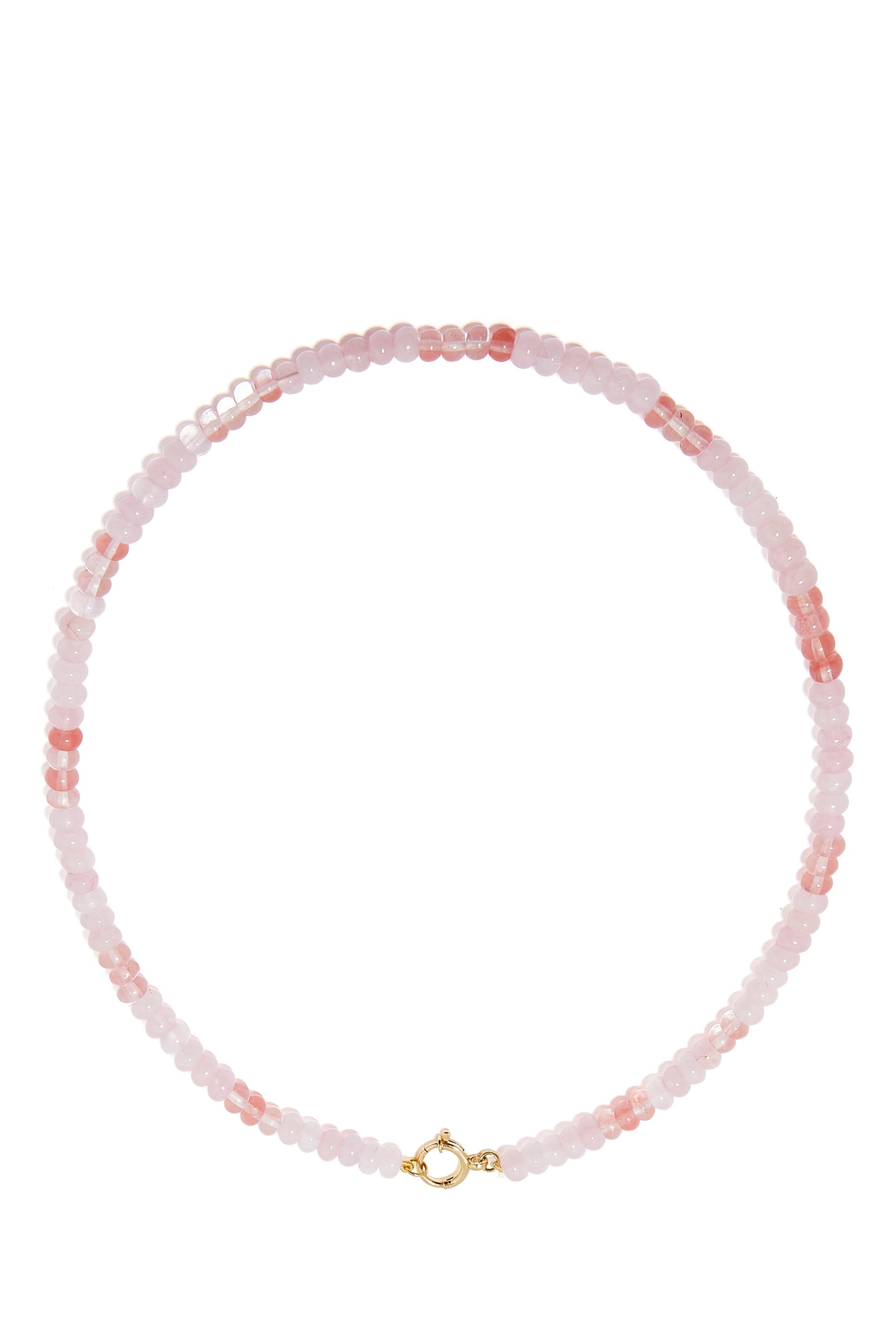 Opal Beaded Necklace, 18k Yellow Gold & Pink Opals