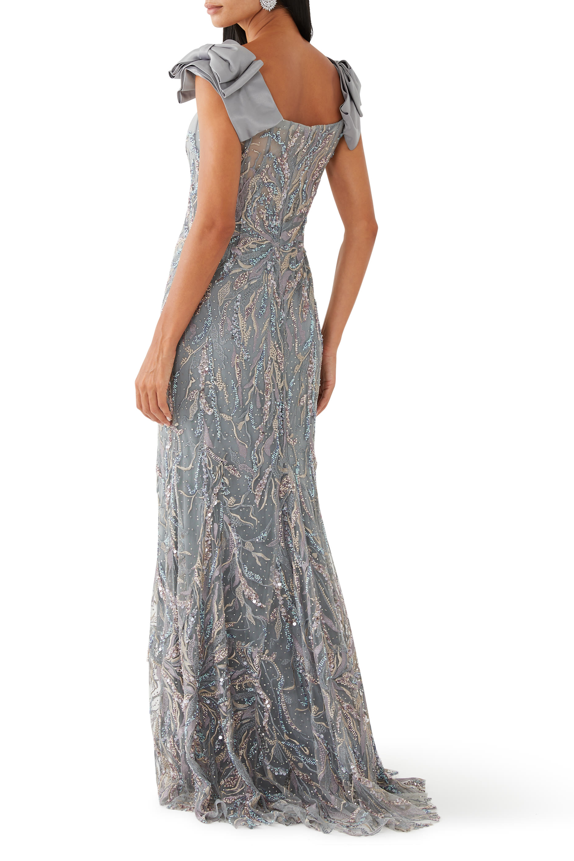 Bead-Embellished Bow Gown