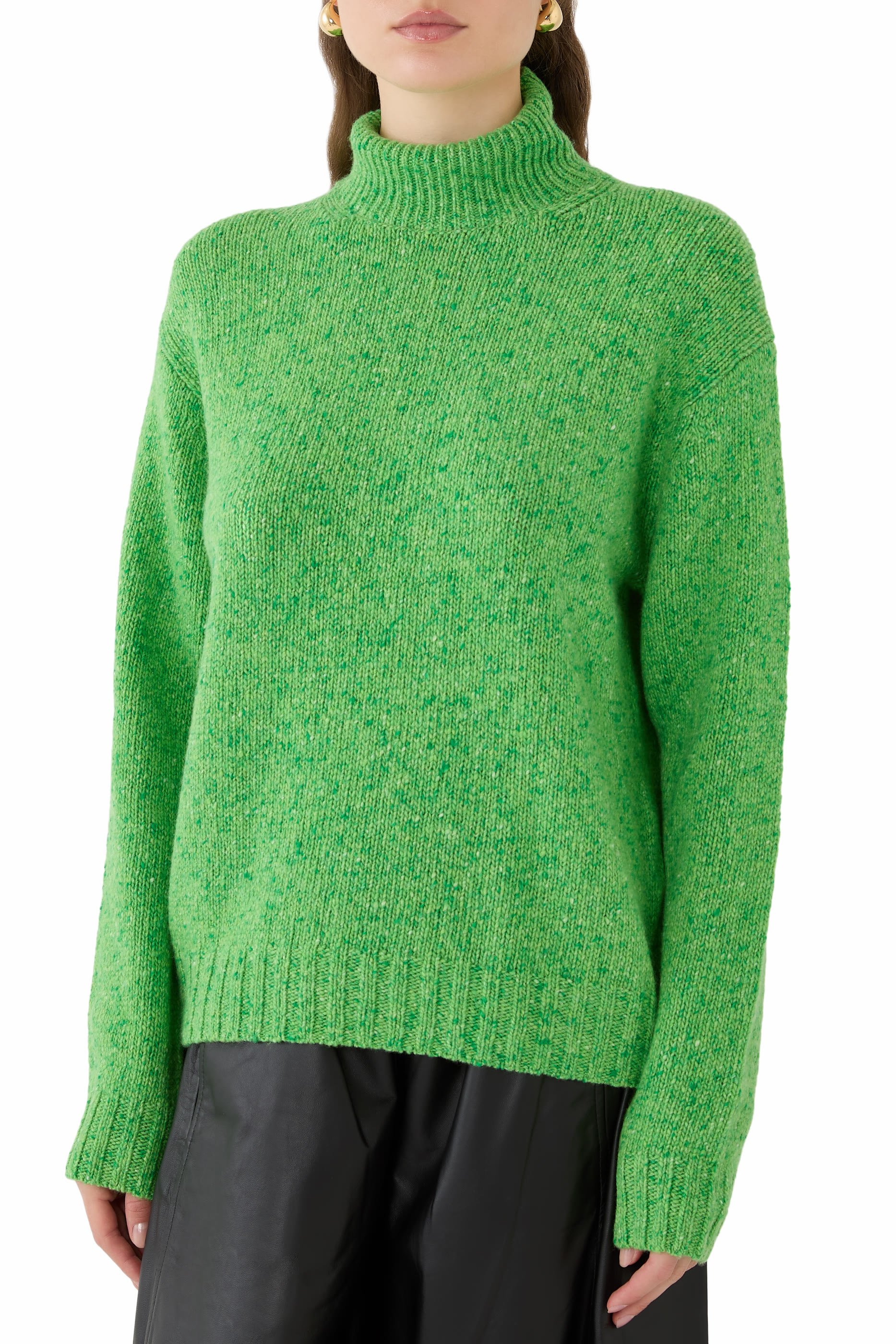 Cashmere Melange Knit Turtle Sweater