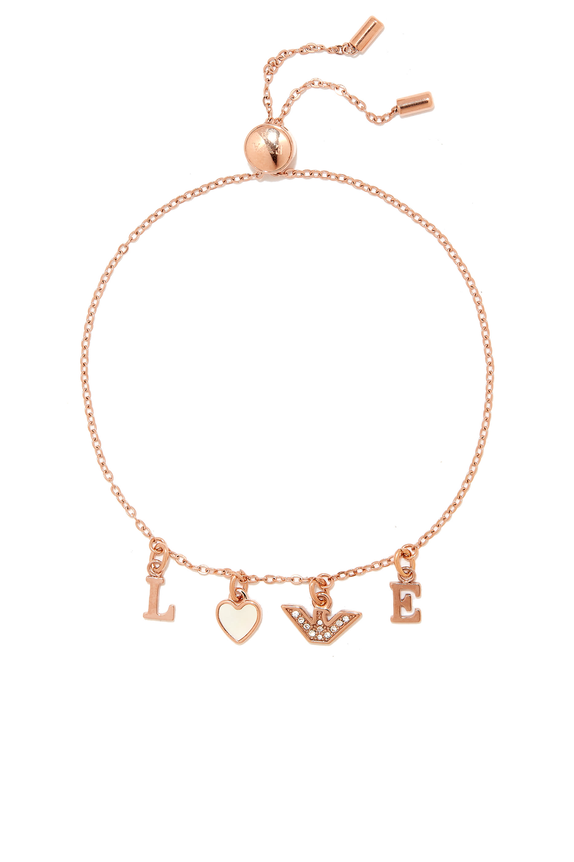 'Love' Bracelet, Stainless Steel & Crystals