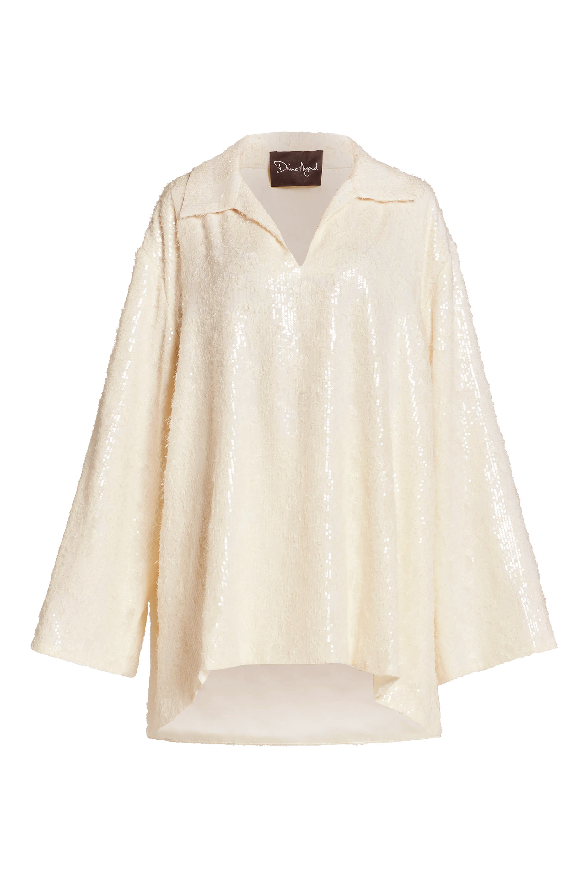 Sequin V-Neck Long Sleeve Top