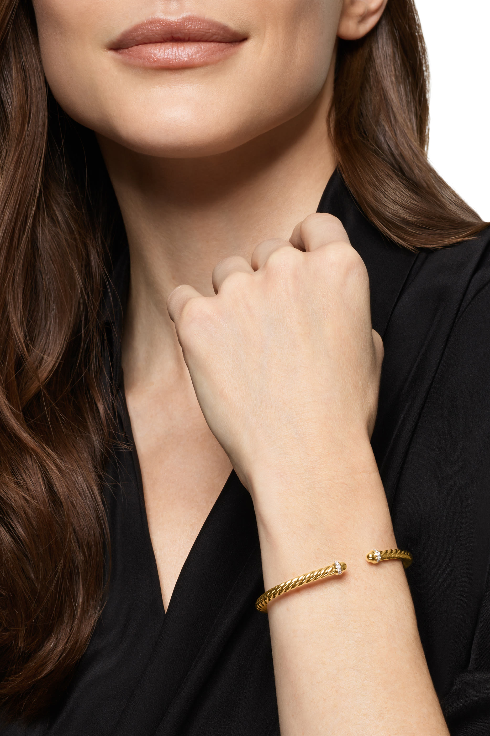 Cablespira® Flex Bracelet, 18k Yellow Gold Domes & Diamonds
