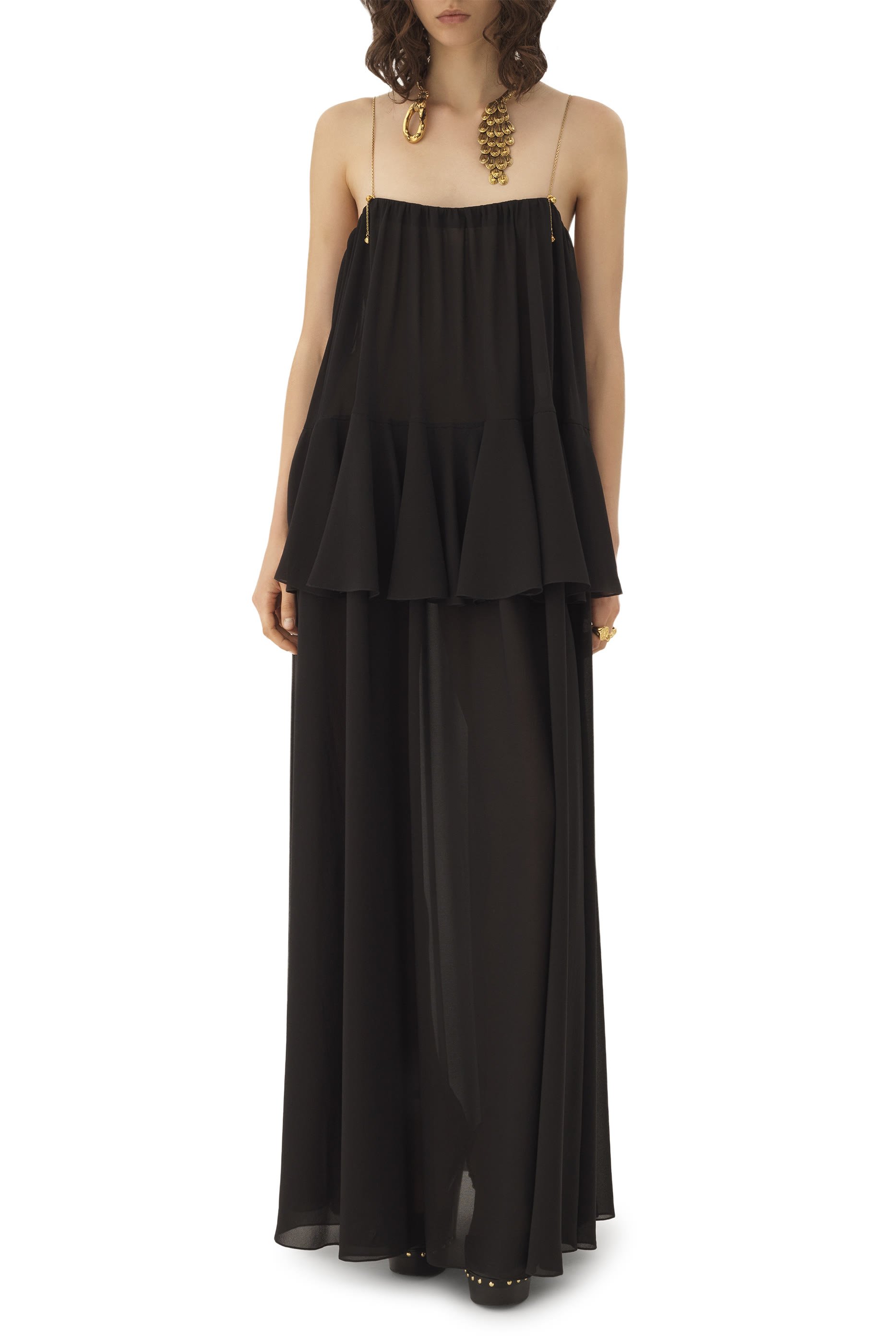 Sleeveless Long Silk Georgette Dress