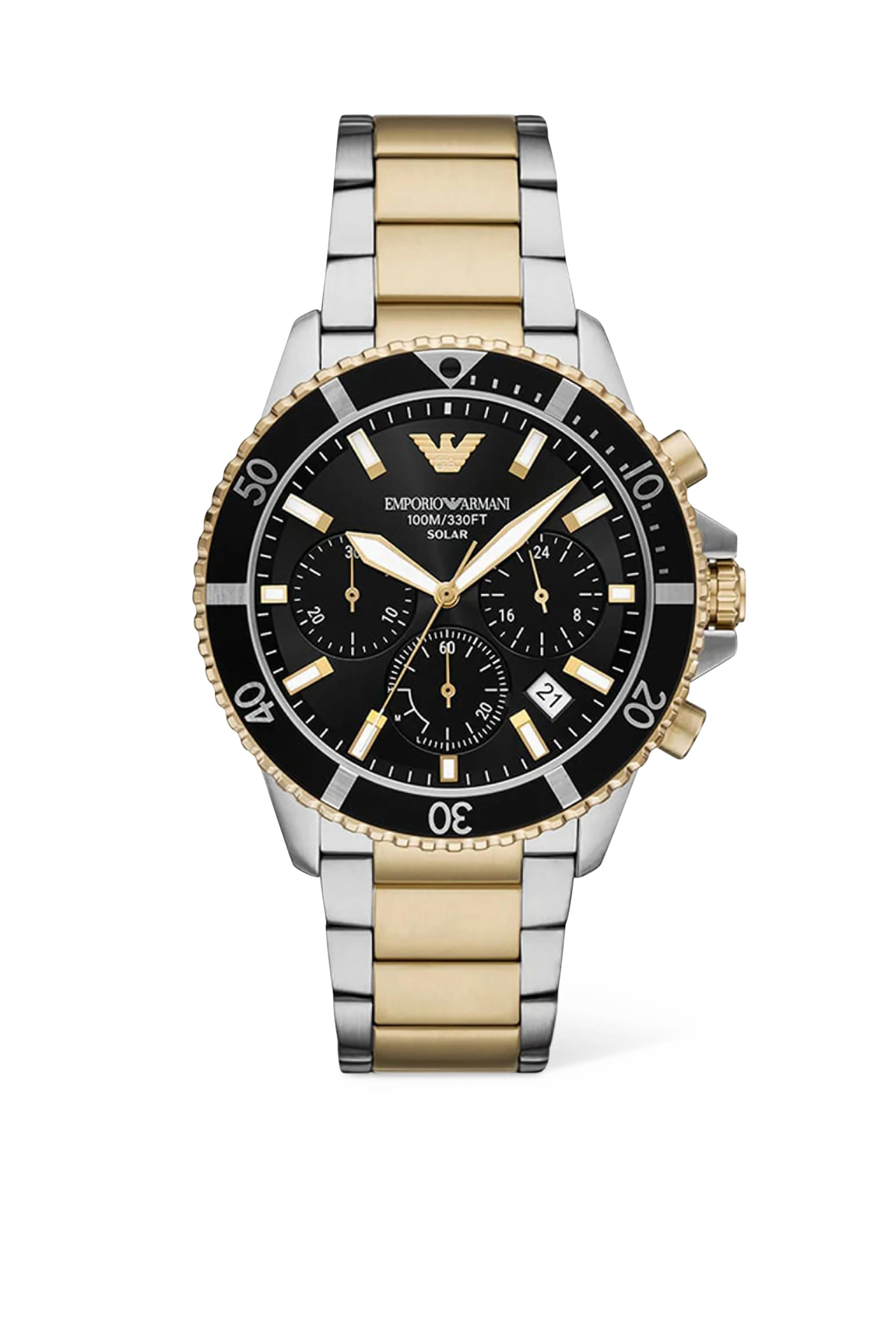 World Explorer Solar-Powered Chronograph Two-Tone Stainless Steel Watch