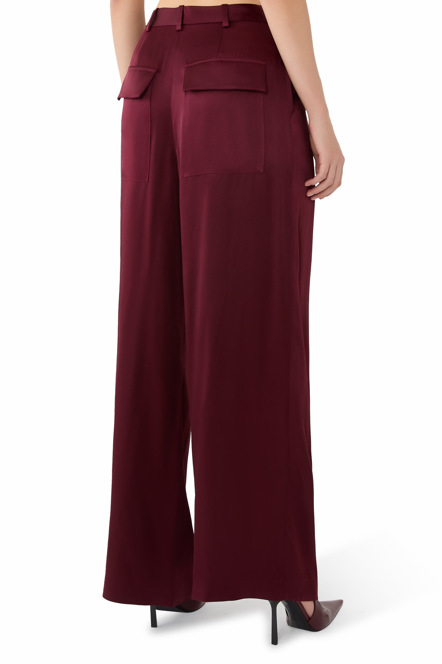 Satin Relaxed Pleated Pants 