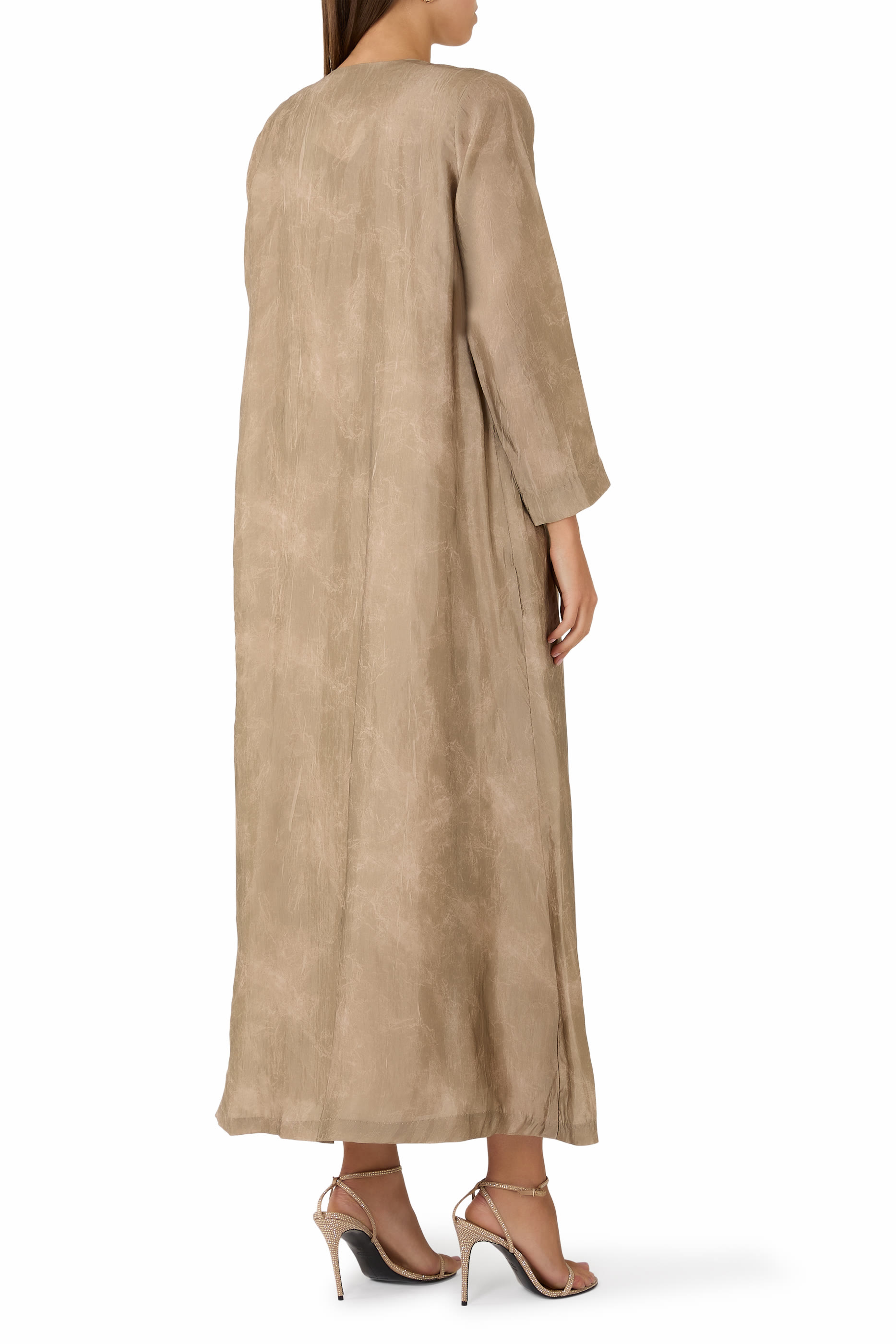 Sequin Embellished Split Neck Dress with Inner Dress 