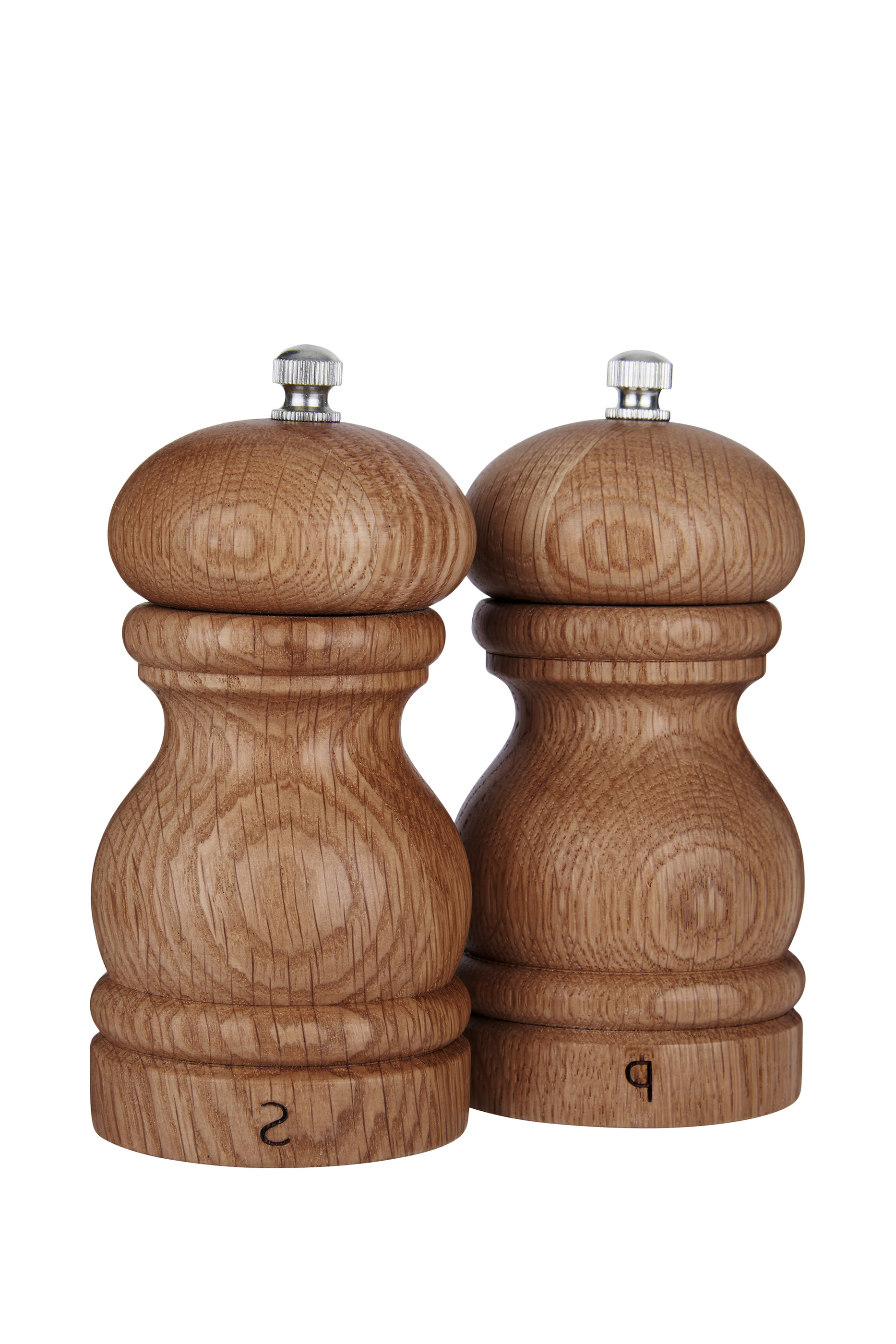 Oak Wood Salt & Pepper Grinders Set