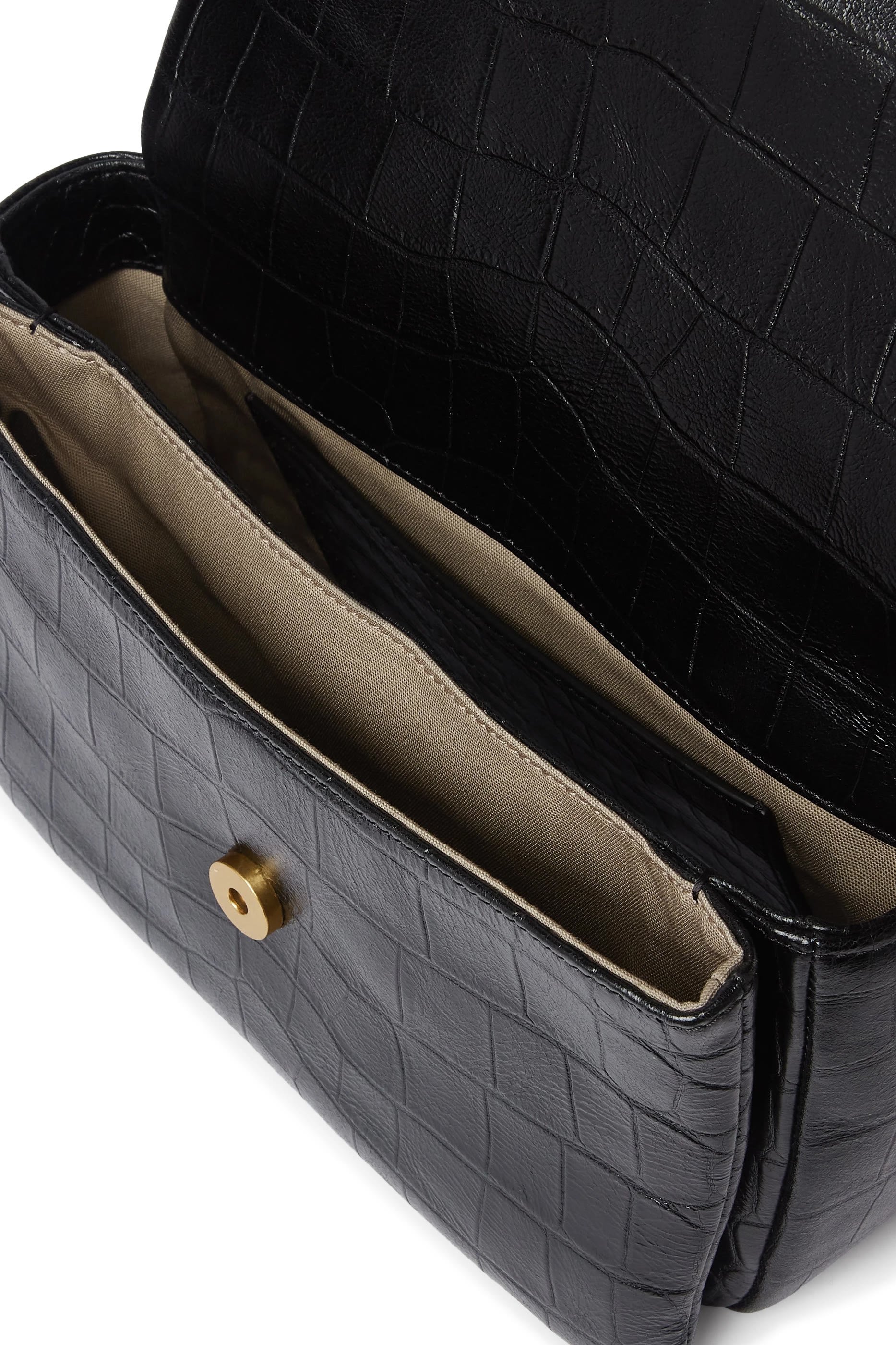  Eagle Logo Crossbody Bag in Croc-Embossed Leather 