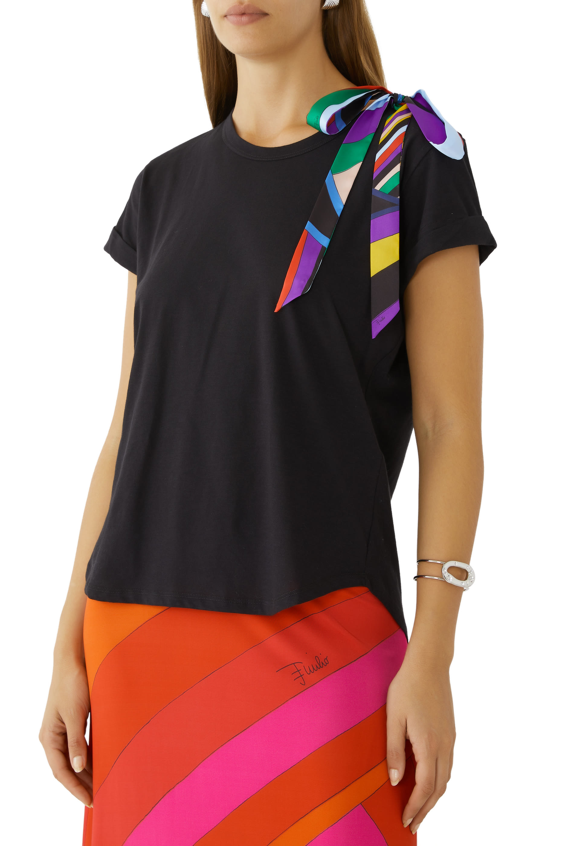 Bow-Embellished Cotton T-Shirt