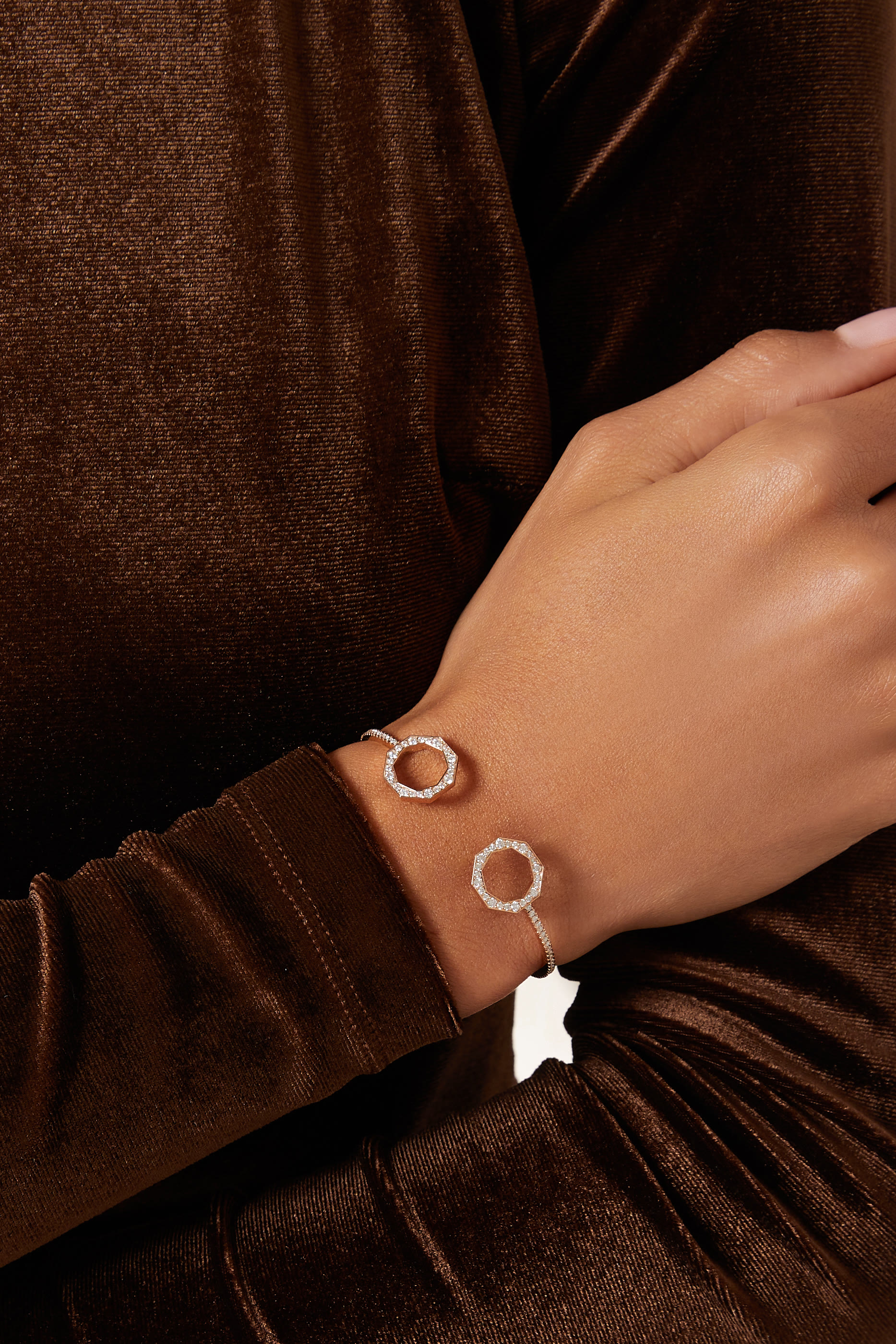 Birwaz Turath Bangle, 18K Rose Gold & Diamonds