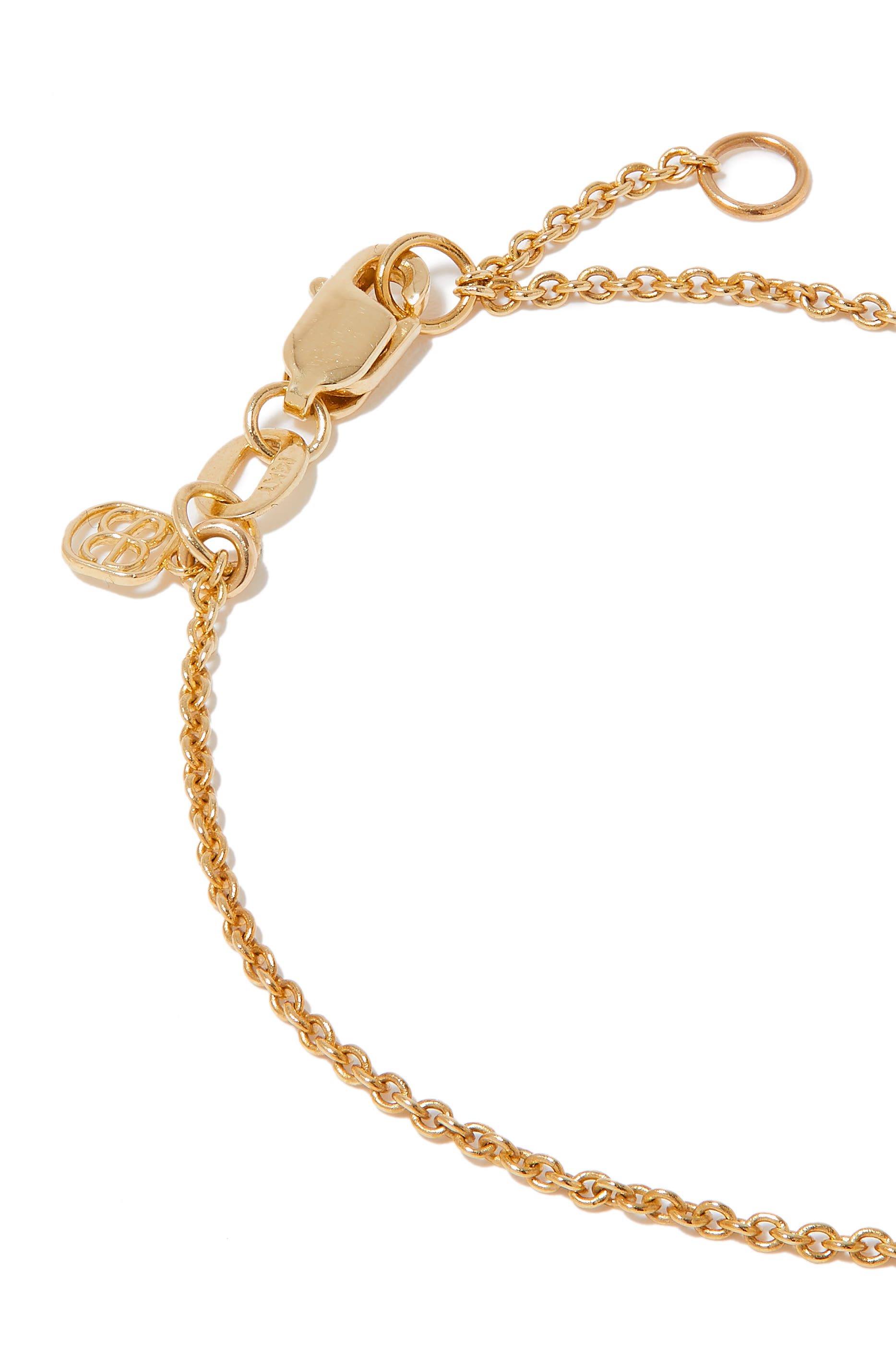 Kids Evil Eye Chain Bracelet,  14k Yellow Gold & Pink Enamel