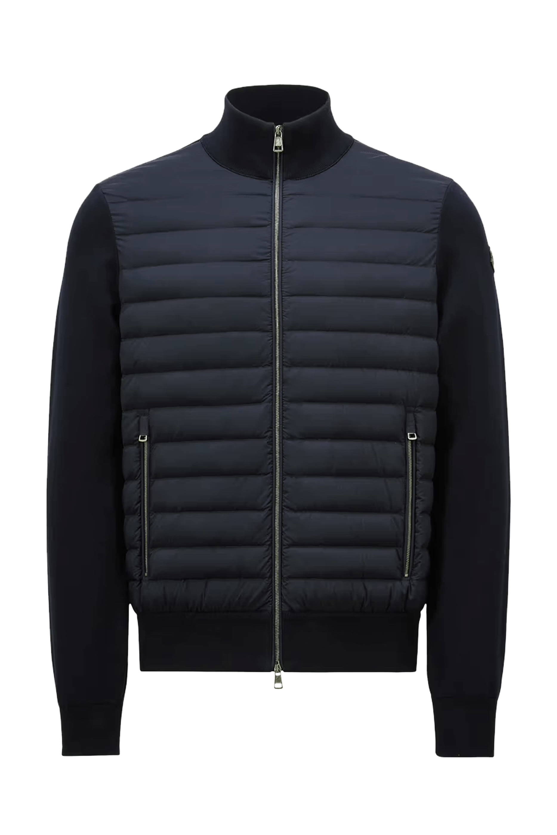 Padded Cr&ecirc;pe Cotton Zip-Up Cardigan