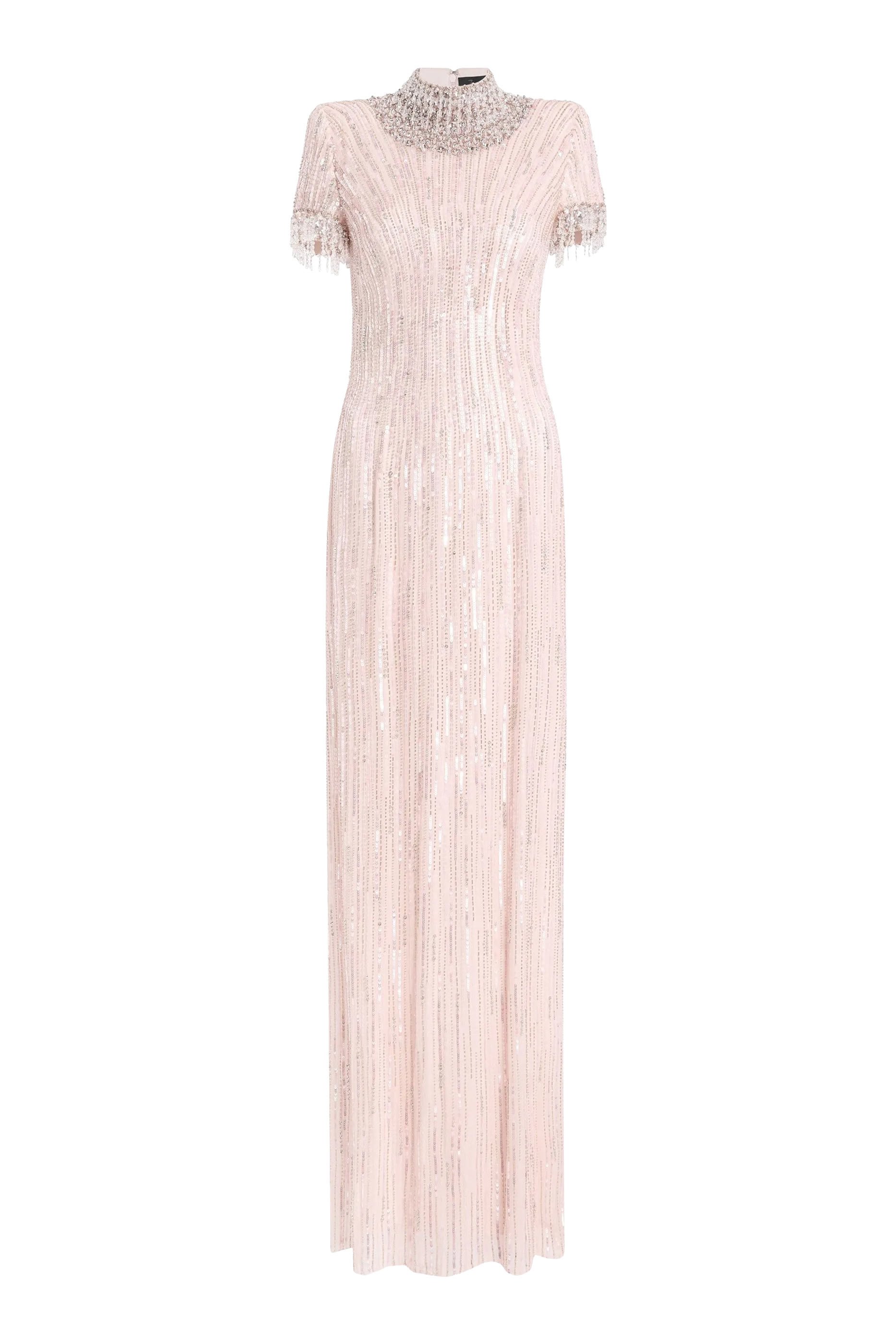 Madeleine Short Sleeve Beaded Gown