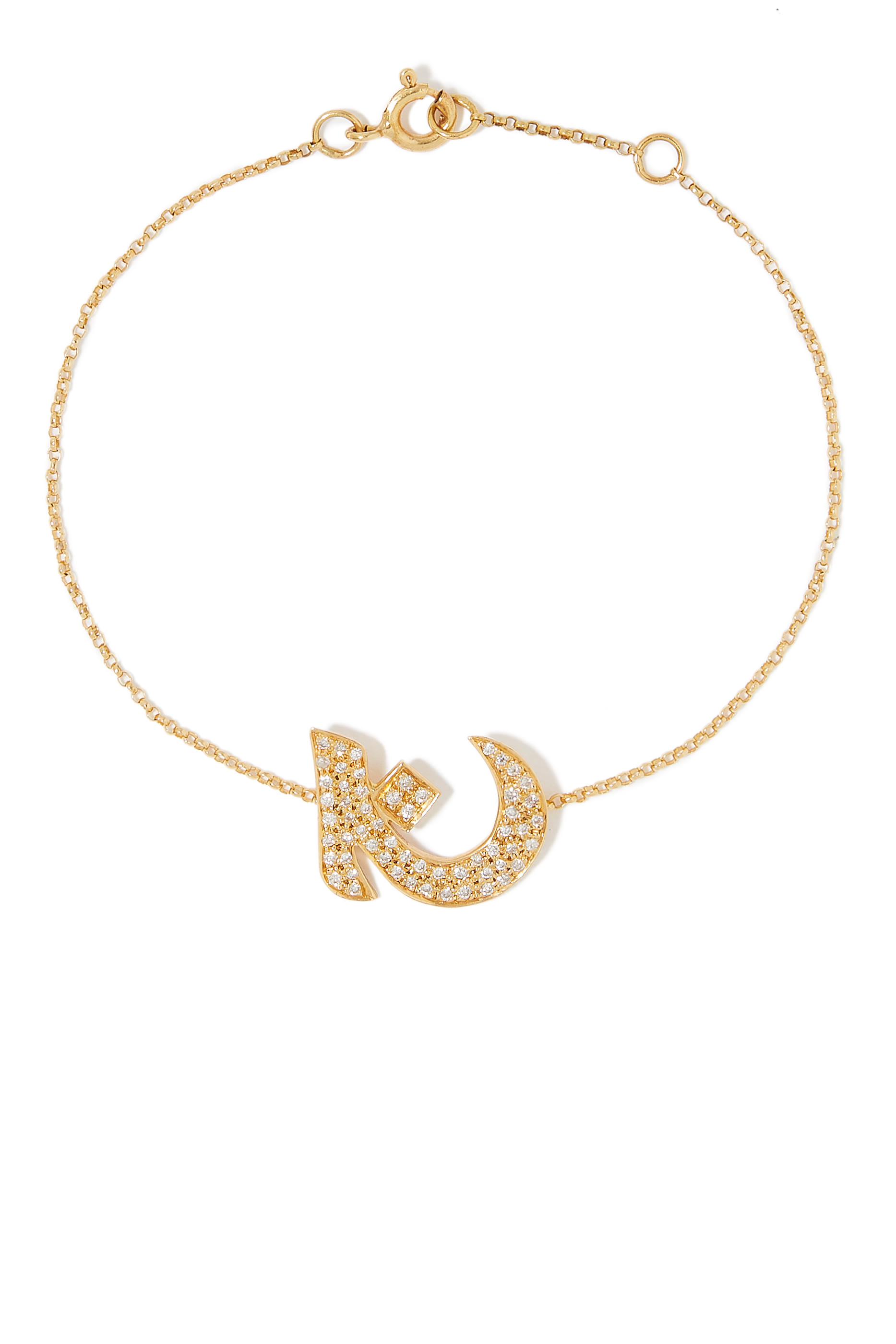 Oula Letter J Bracelet, 18k Yellow Gold & Diamonds