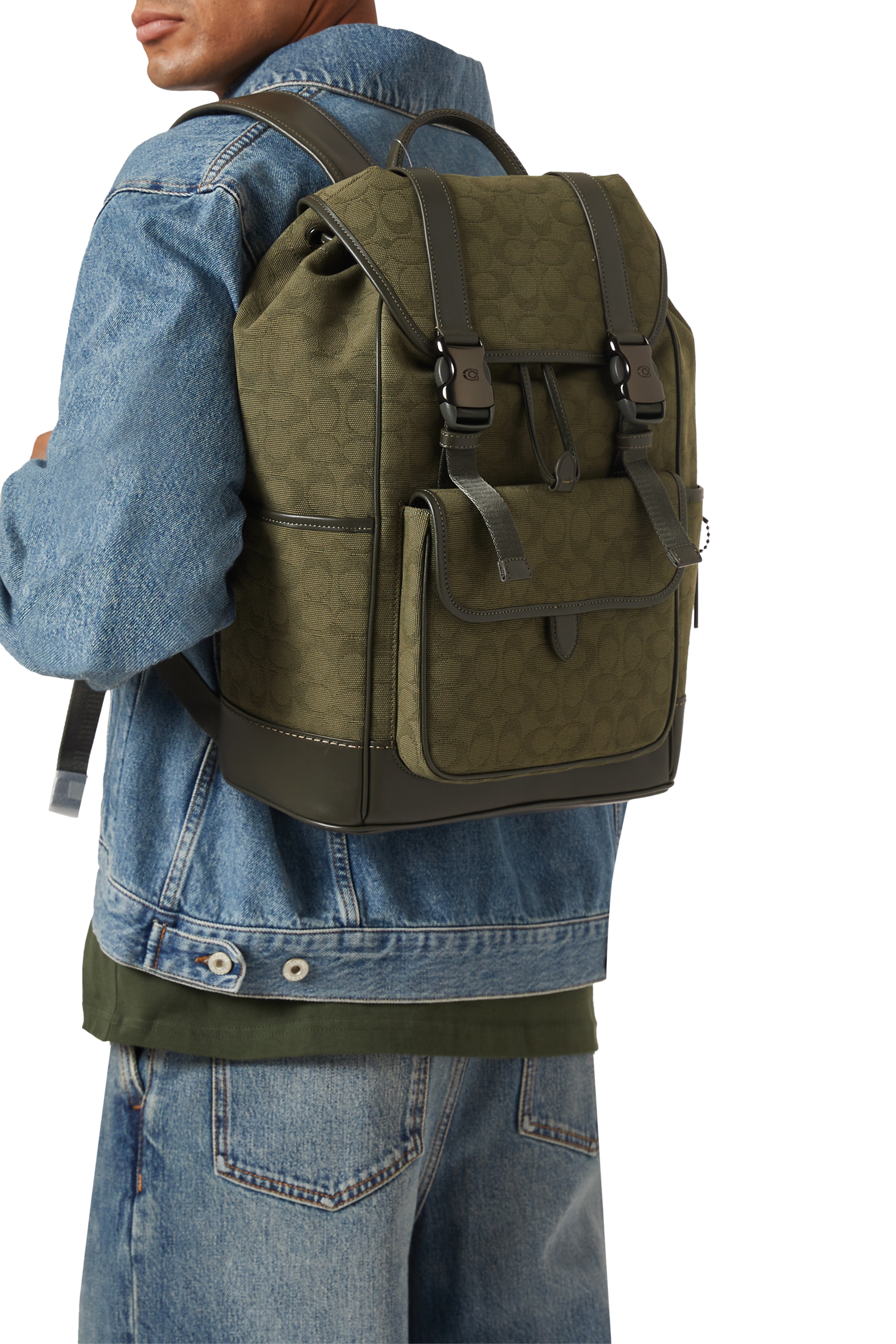 League Flap Backpack in Signature Cotton Jacquard