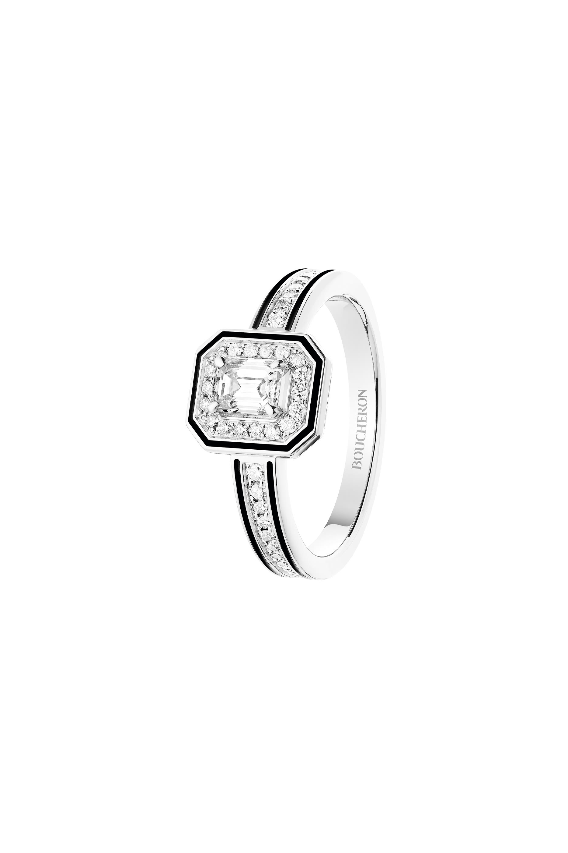 Solitaire Vendome Lisere Engagement Ring, 18k White Gold & Diamonds