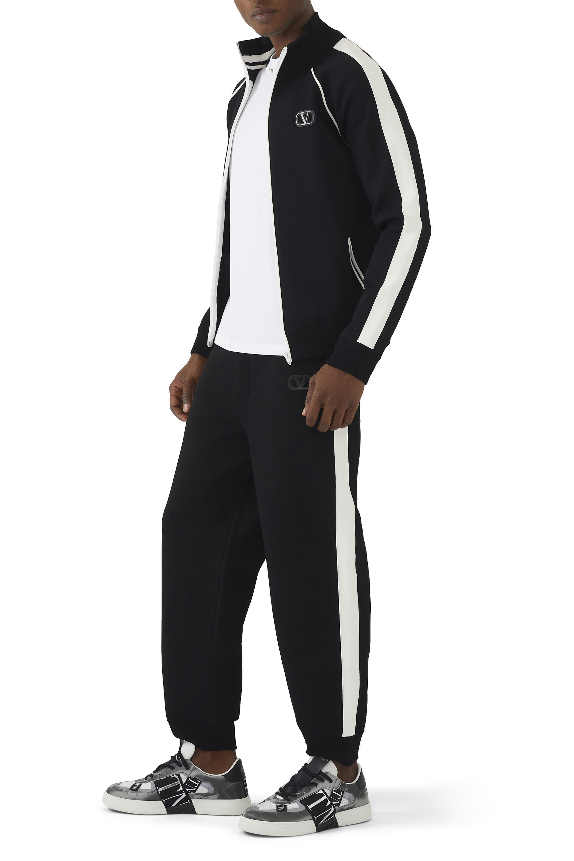 High-Neck Zipped VLogo Sweatshirt