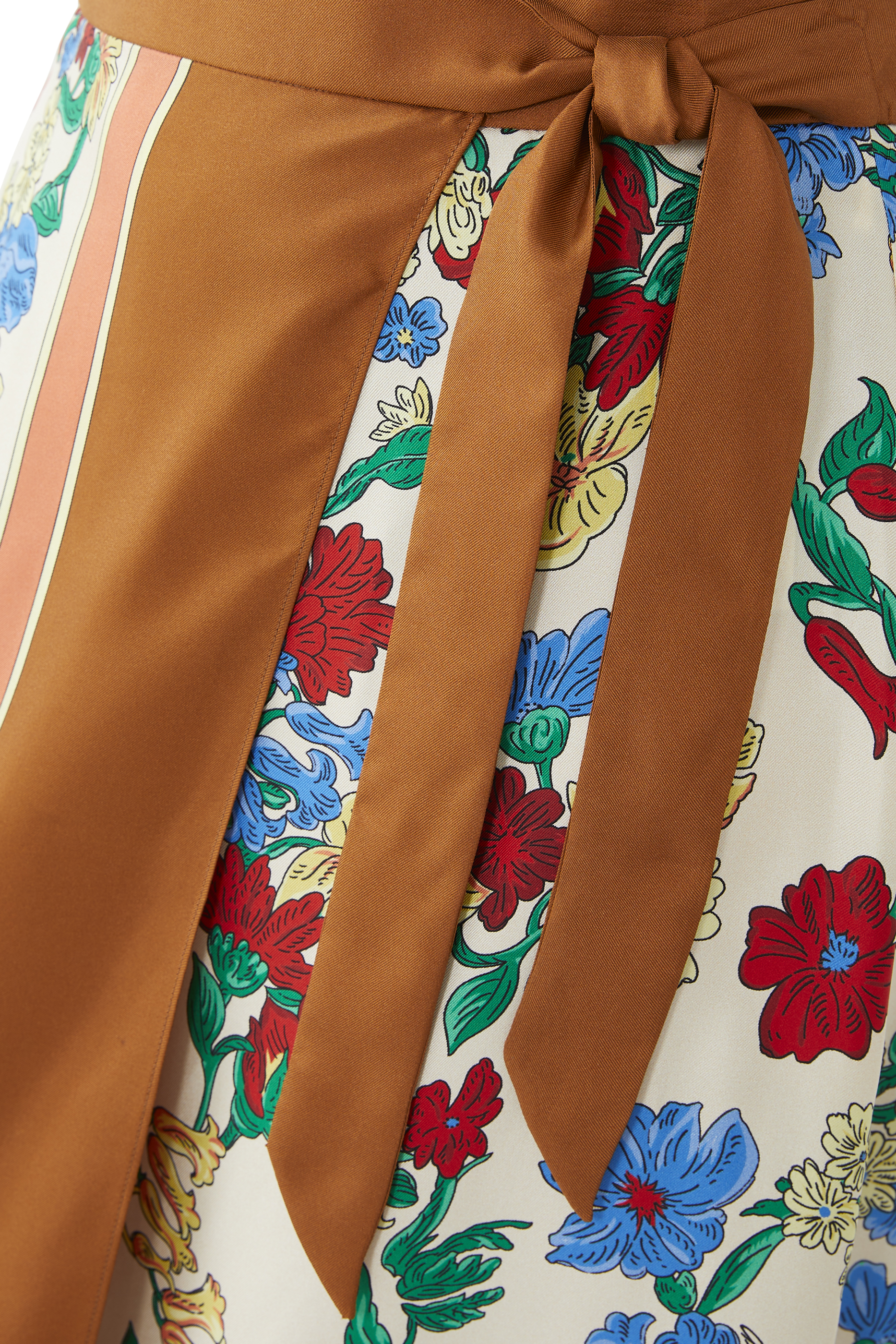 Floral-Print Silk Skirt