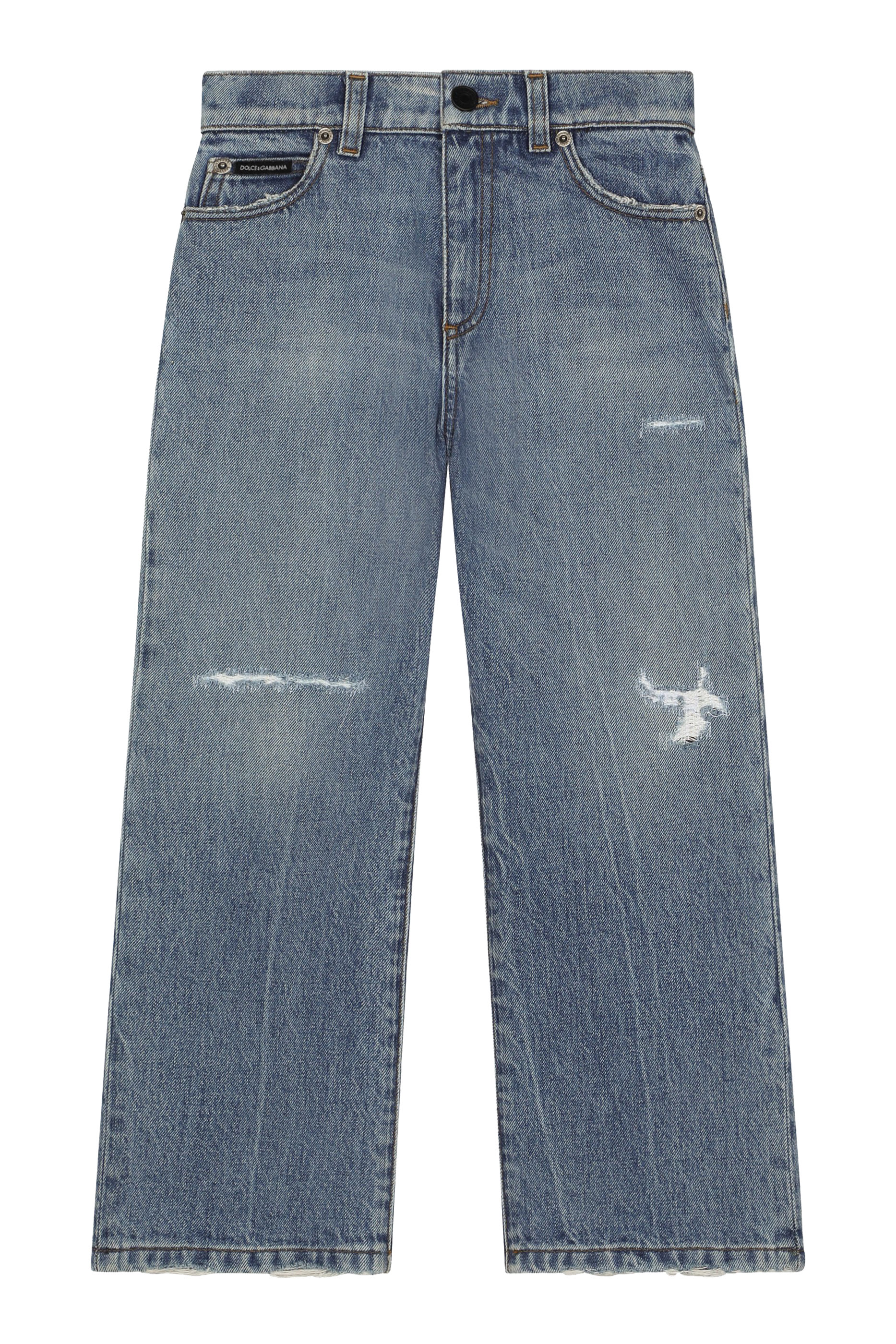 Kids Ripped-Detail Straight-Leg Jeans