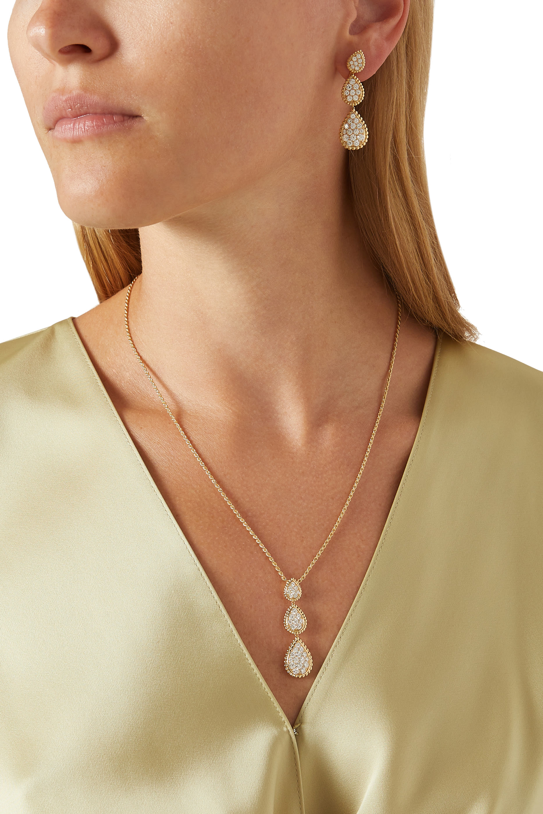 Serpent Boh&eacute;me Pendant Earrings, 18k Yellow-Gold & Diamonds