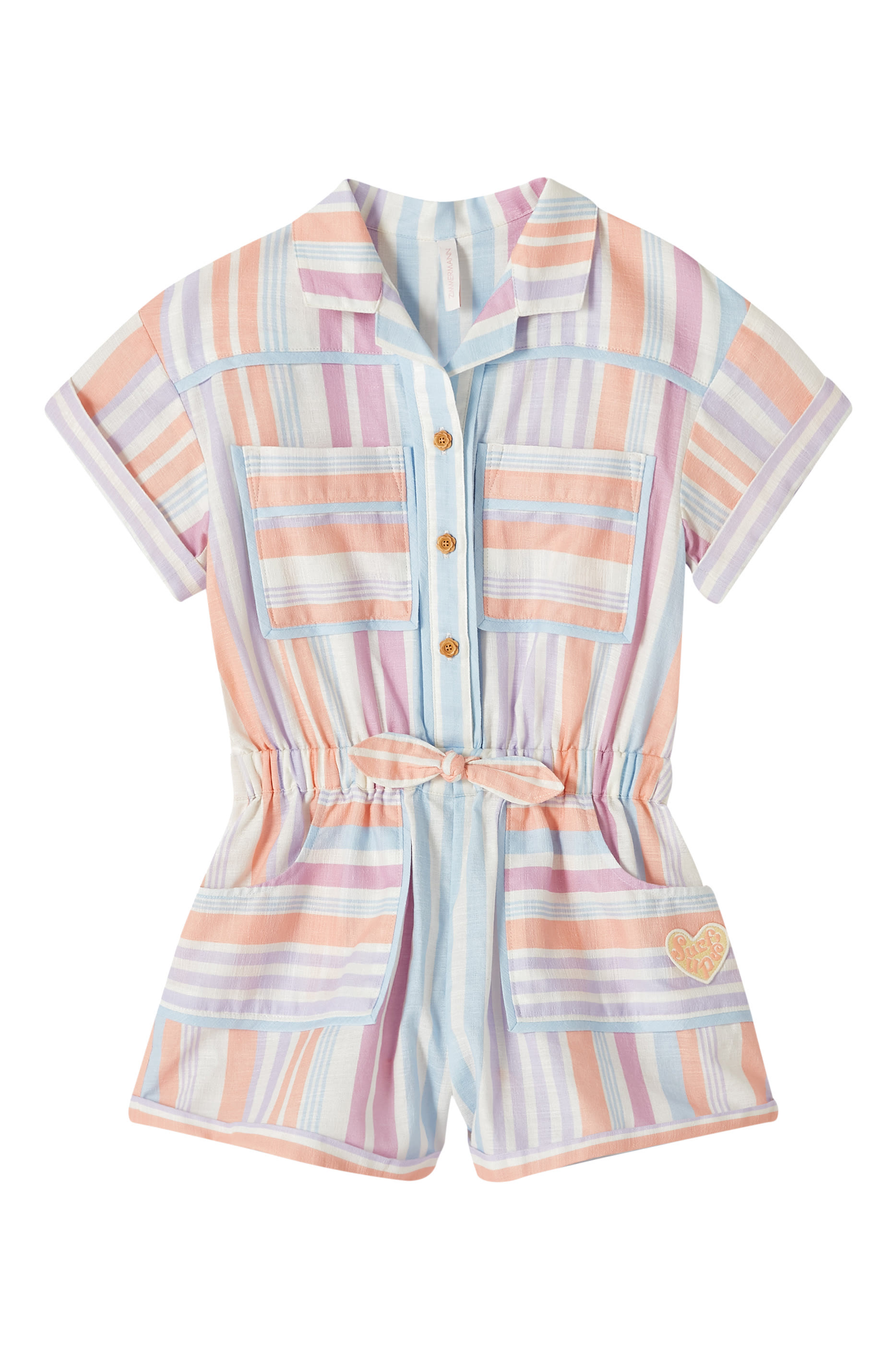 Kids Pop Stripe-Print Cotton Playsuit