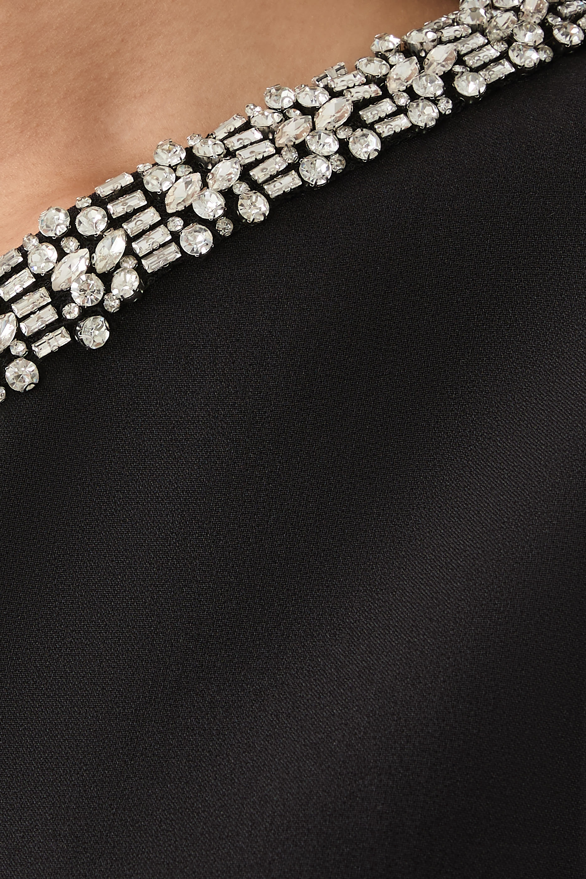 Embellished Asymmetric Crepe Gown